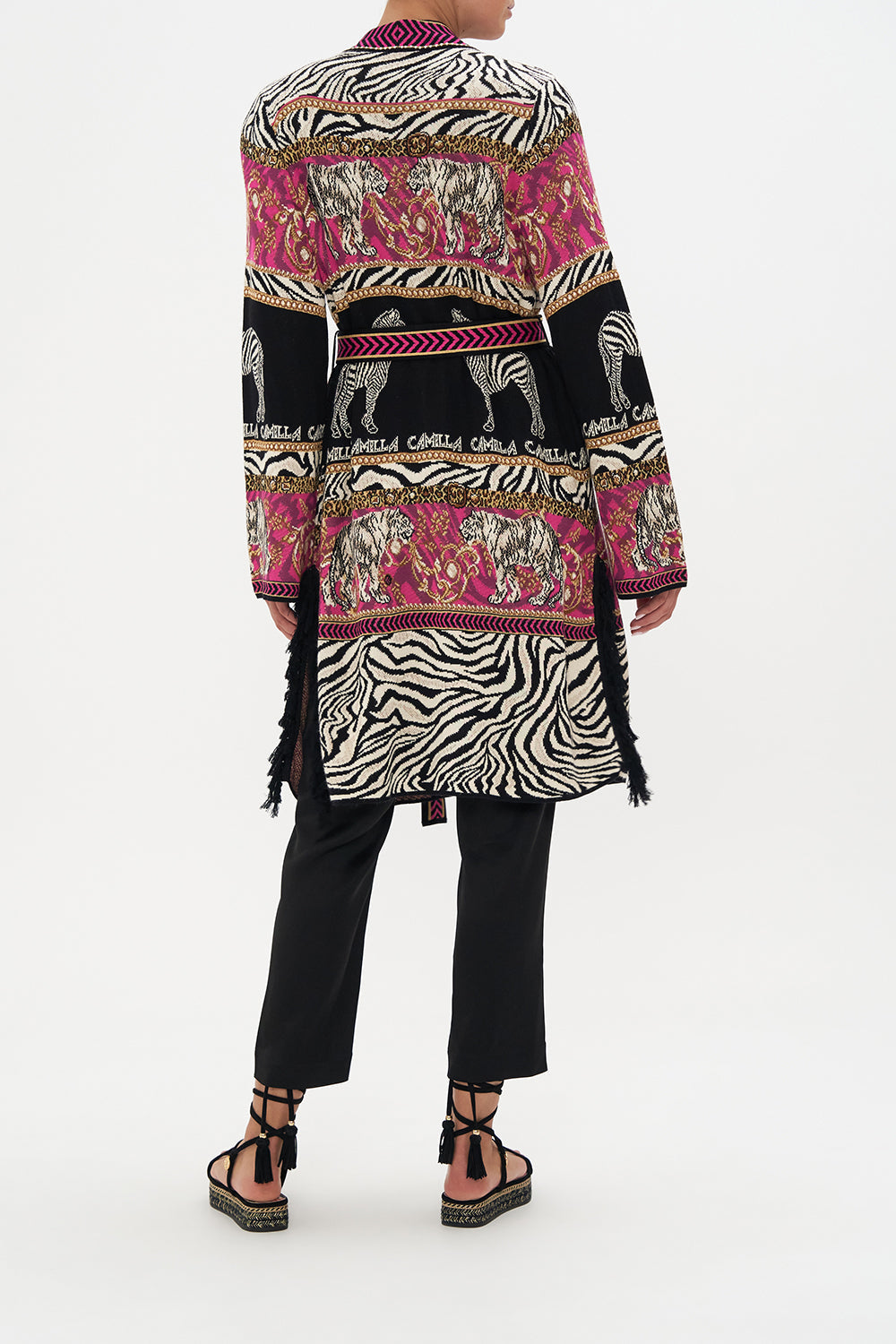 KNIT JACQUARD JACKET WITH FRINGING EARN YOUR STRIPES