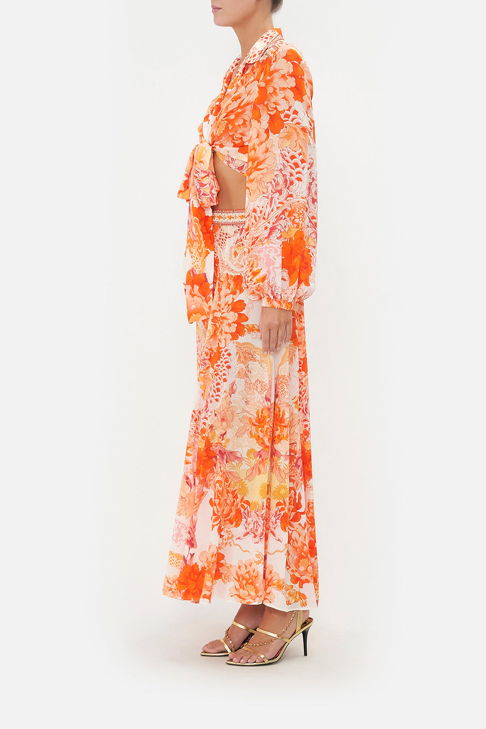 PANELLED FLARED LONG SKIRT DRAGON MOTHER