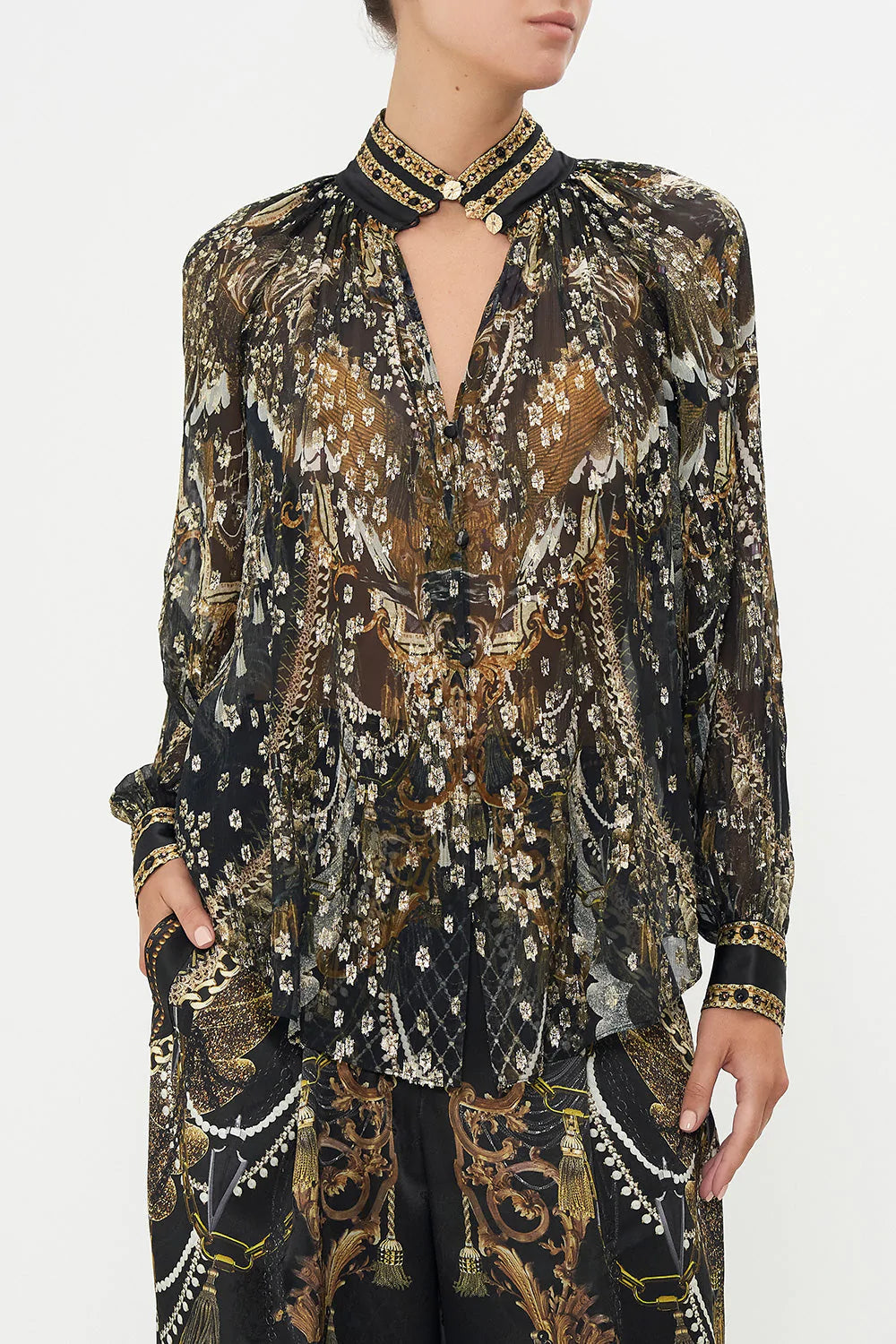 RAGLAN BUTTON UP SHIRT RAVIN RAVEN