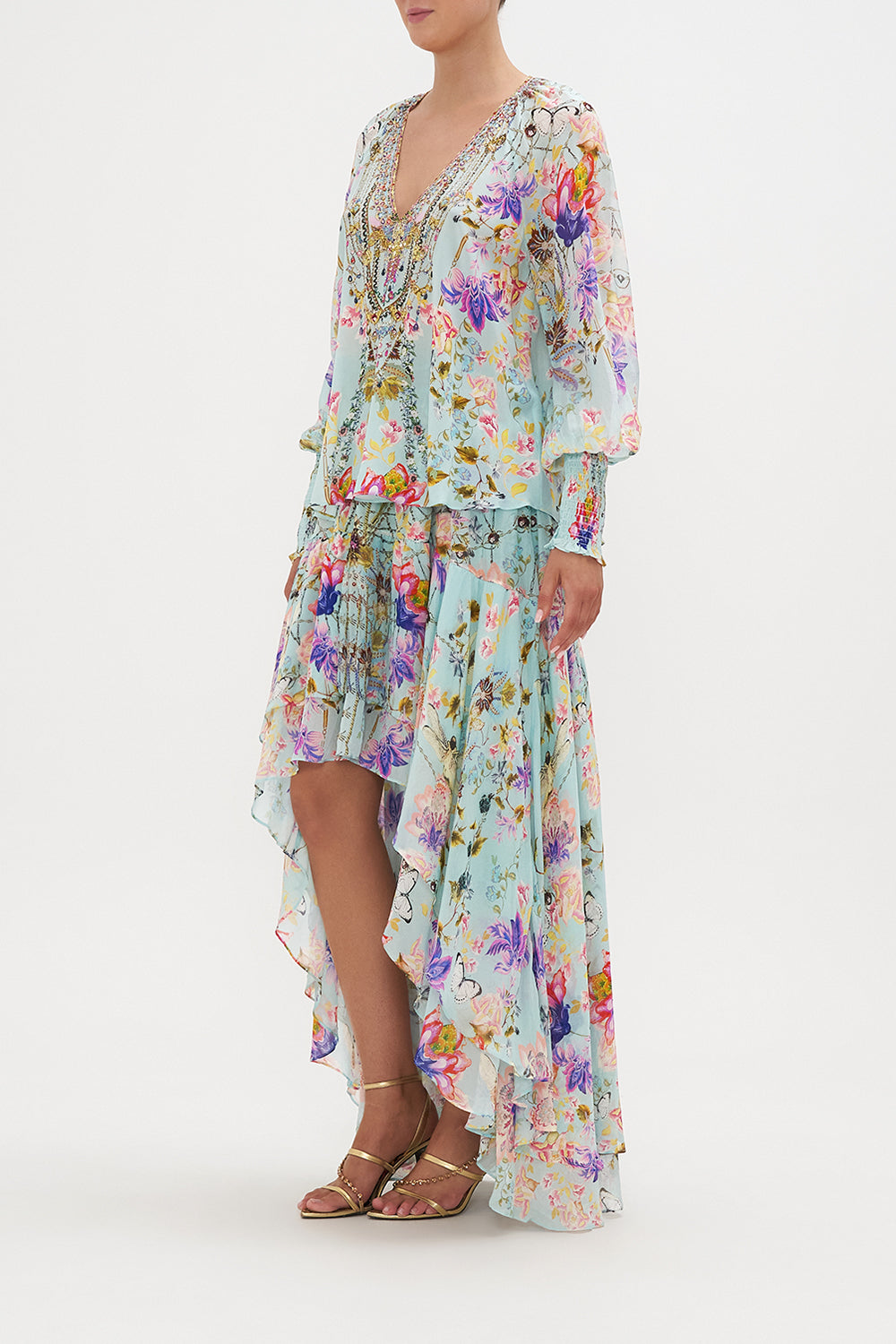 SHIRRED CUFF BLOUSE LOVE WEB