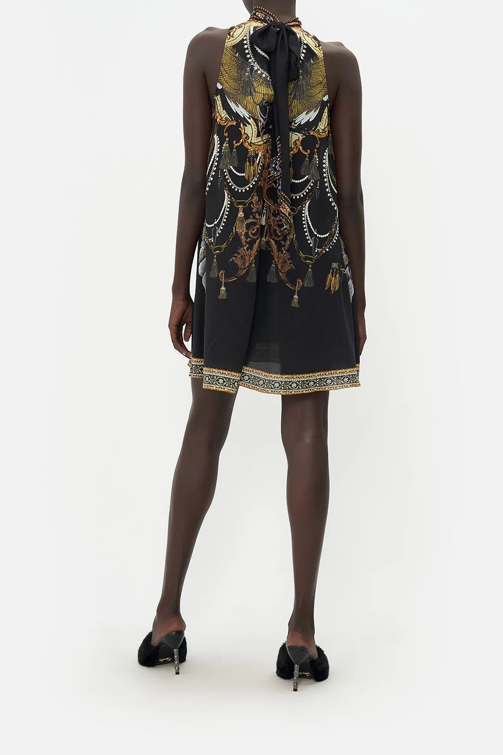 BACK NECK TIE SHORT DRESS RAVIN RAVEN