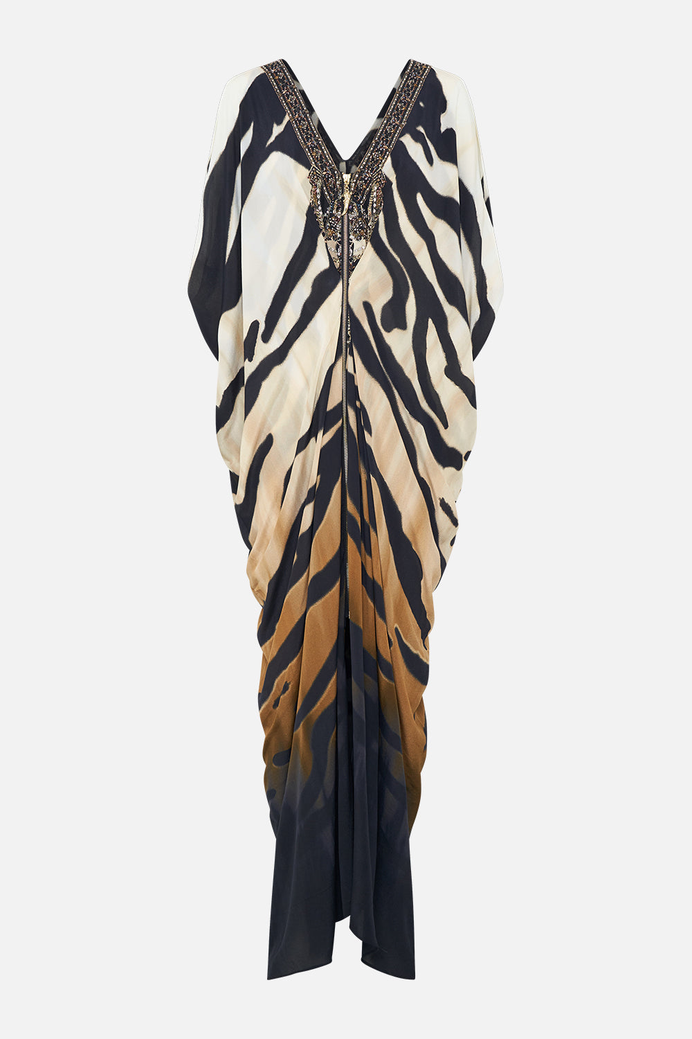LONG DRAPE DRESS WITH ZIP FRONT TAME MY TIGER