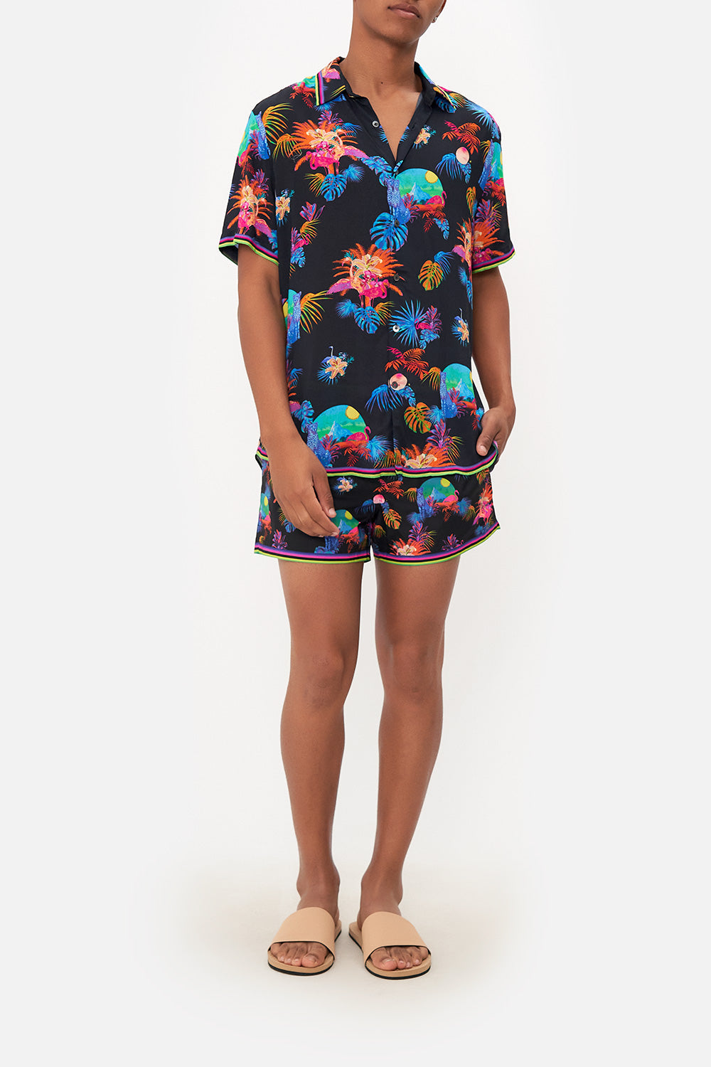 SHORT SLEEVE BUTTON THROUGH SHIRT NAUGHTY NEON