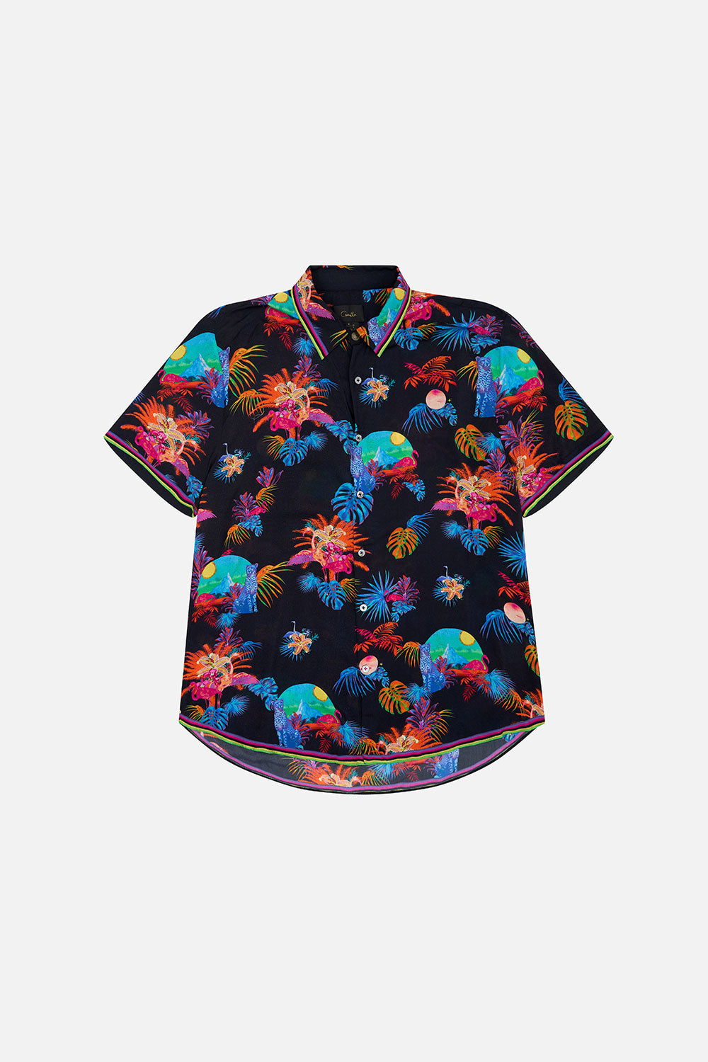 SHORT SLEEVE BUTTON THROUGH SHIRT NAUGHTY NEON