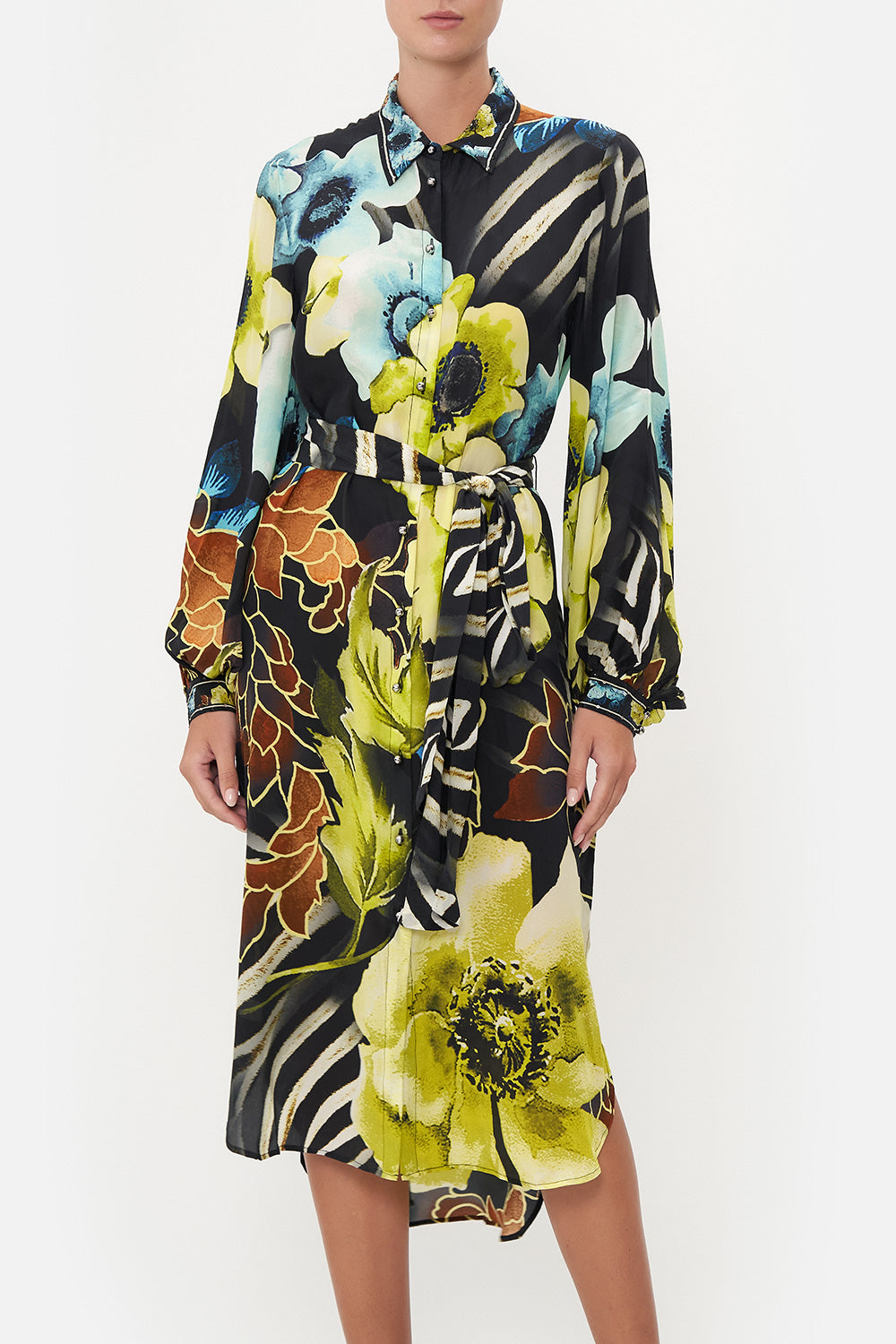 HIGH LOW MIDI SHIRT DRESS POPPY DIVINE