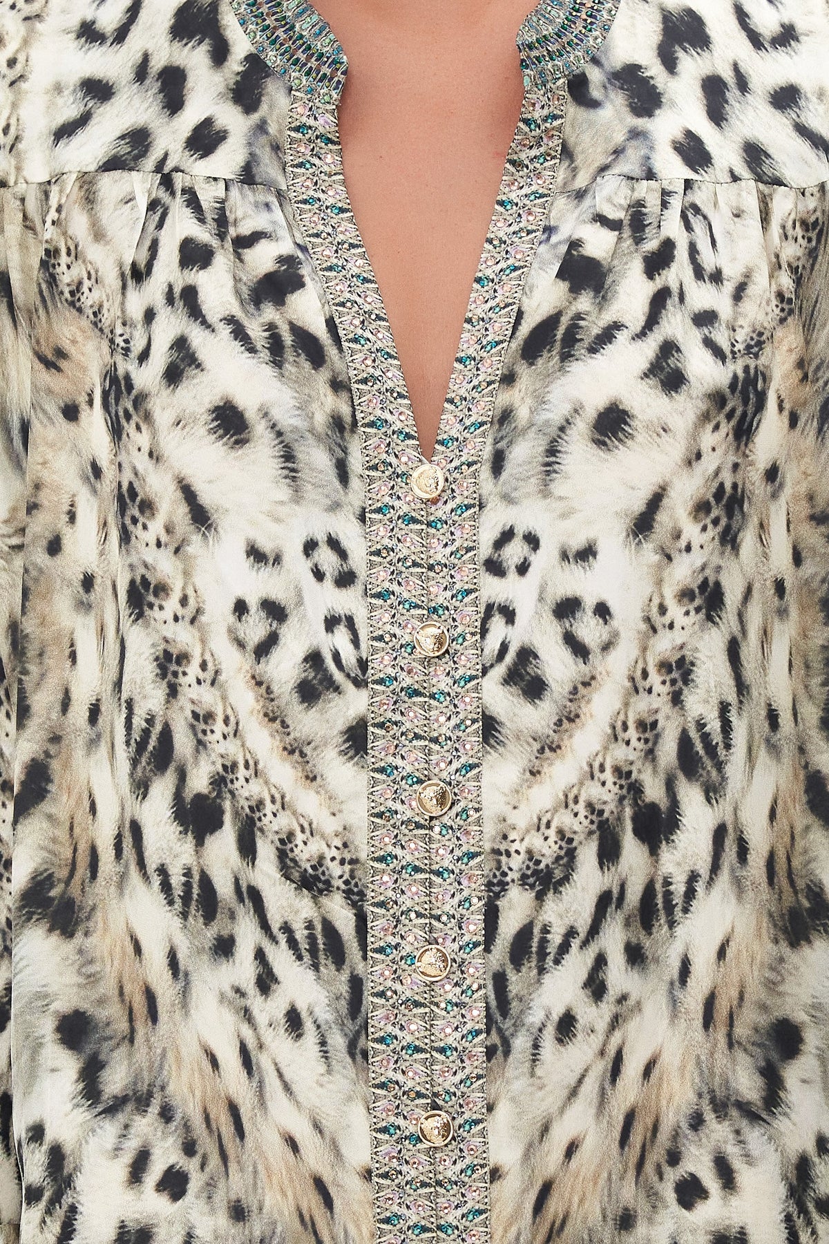 BLOUSON SLEEVE MIDI DRESS SNOW WHISPERS