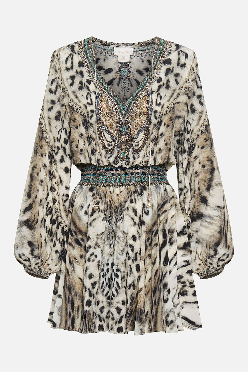 SHIRRED RELAXED SHORT DRESS SNOW WHISPERS