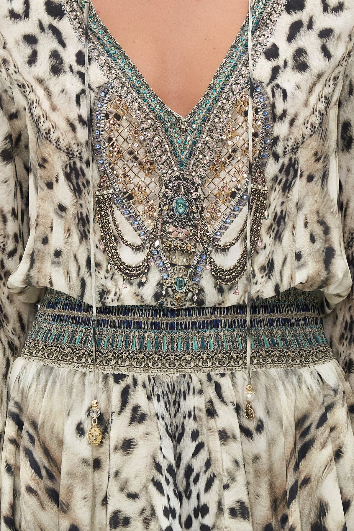 SHIRRED RELAXED SHORT DRESS SNOW WHISPERS