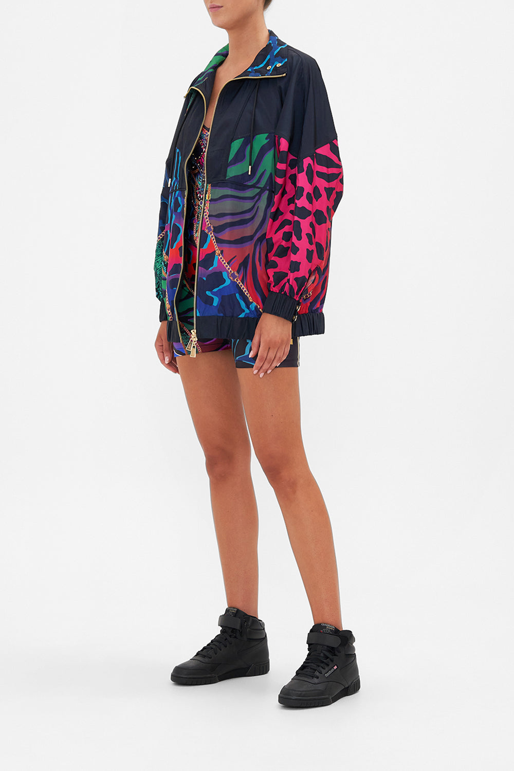 OVERSIZED ZIP FRONT HOODIE UNDER THE NEON SUN