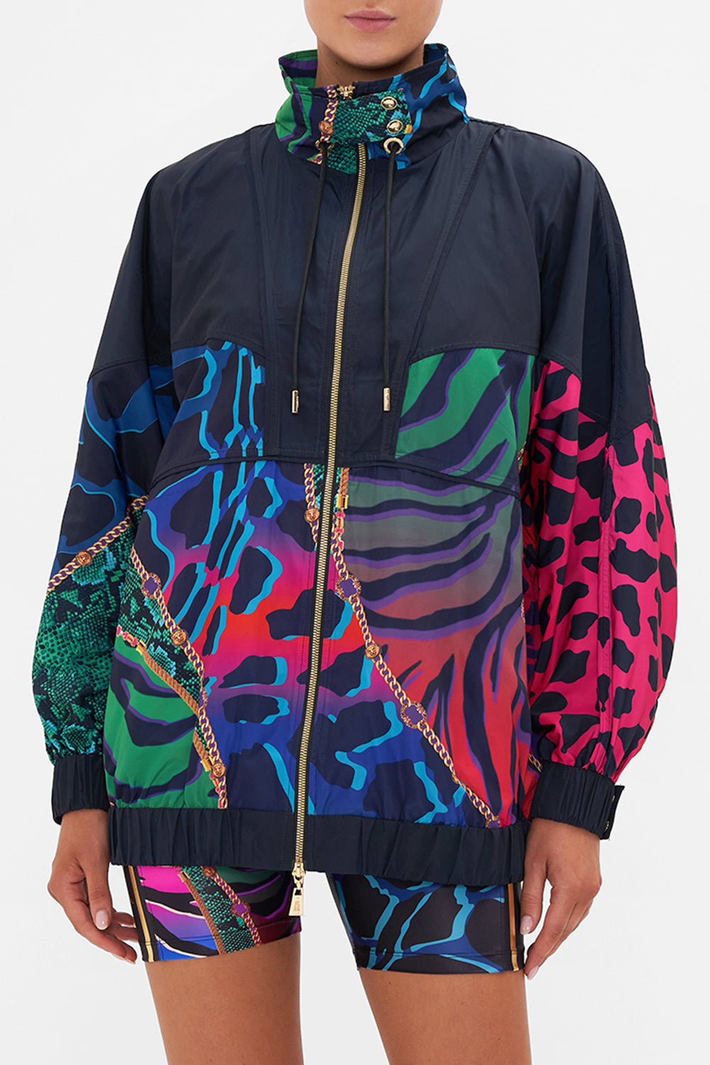 OVERSIZED ZIP FRONT HOODIE UNDER THE NEON SUN