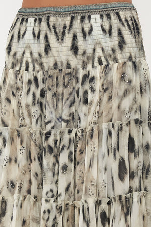 SHEER TIERED MAXI SKIRT SNOW WHISPERS