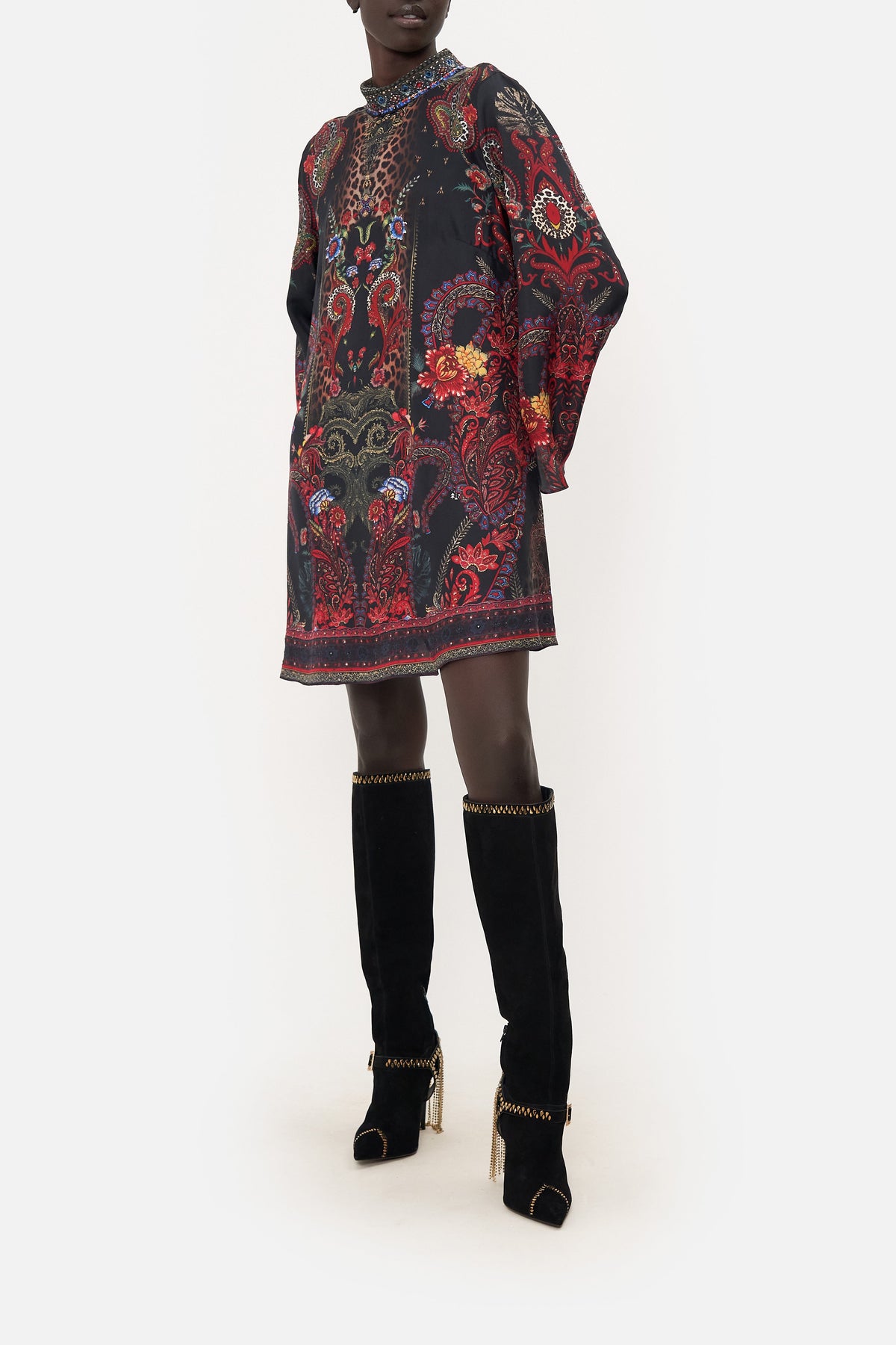 LONG SLEEVE SWING DRESS WOODSTOCK ROCK