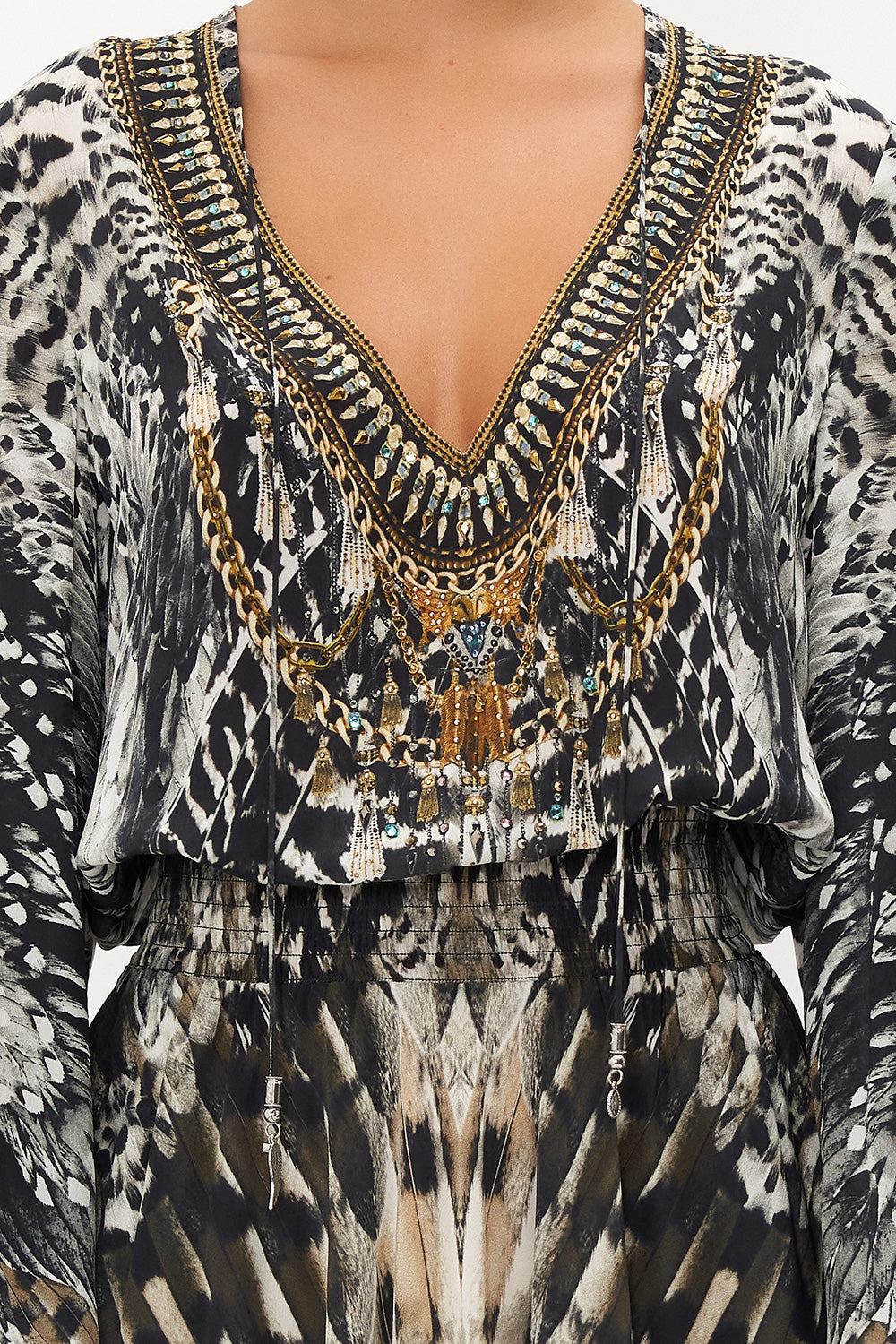 SHIRRED RELAXED FIT DRESS NIGHT OWL