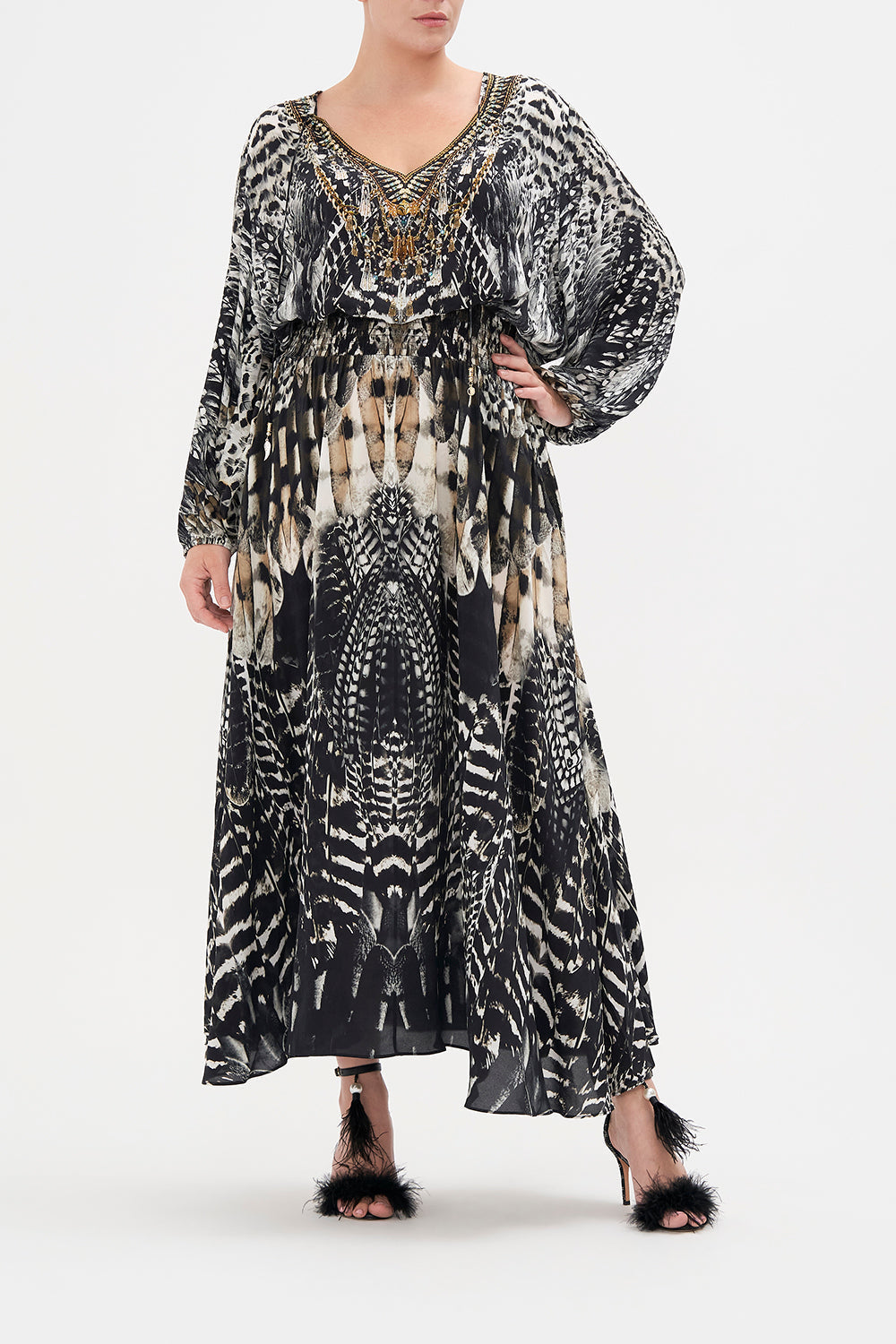 SHIRRED RELAXED FIT DRESS NIGHT OWL