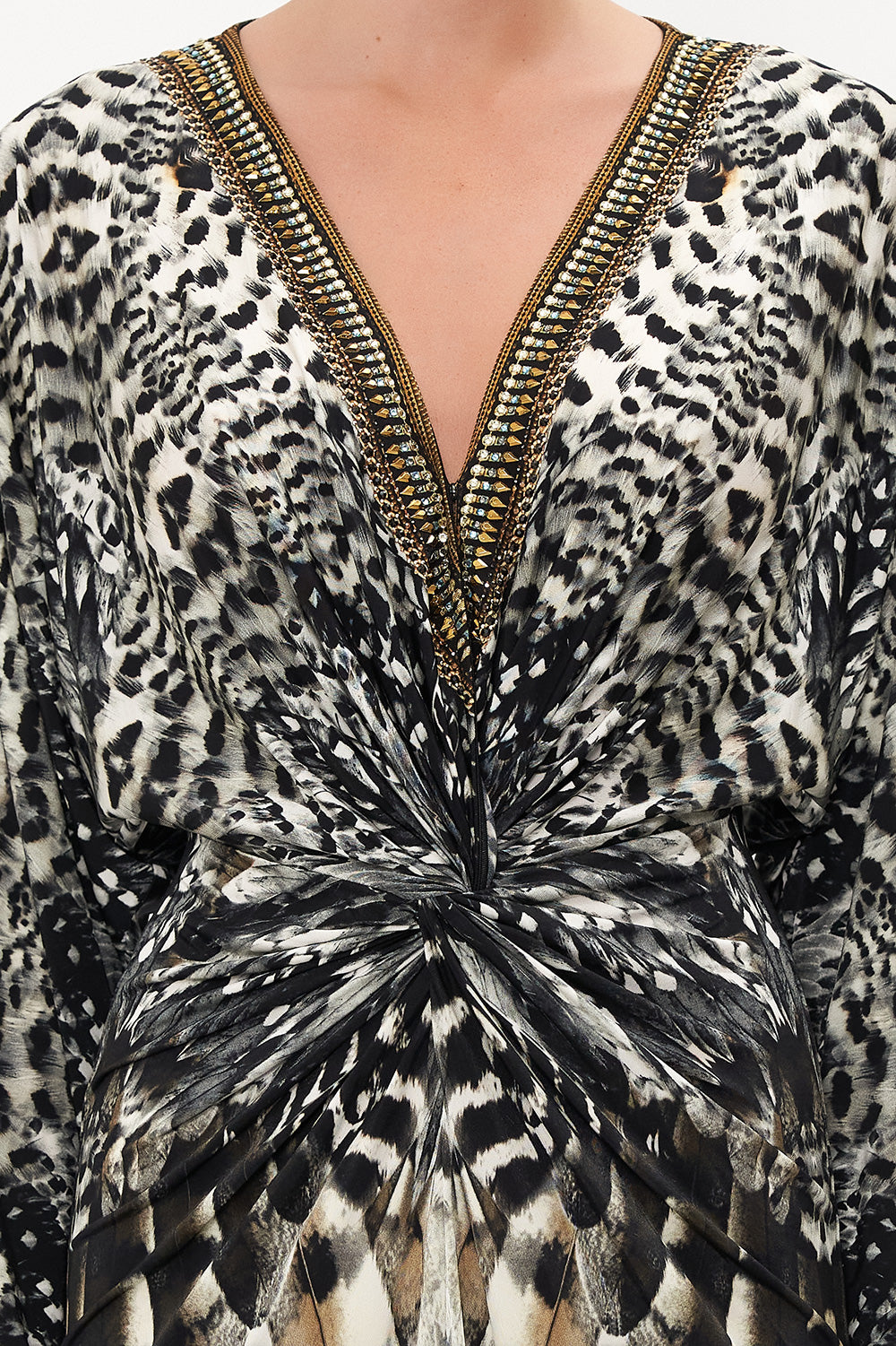 LONG SPLIT FRONT TWIST DRESS NIGHT OWL