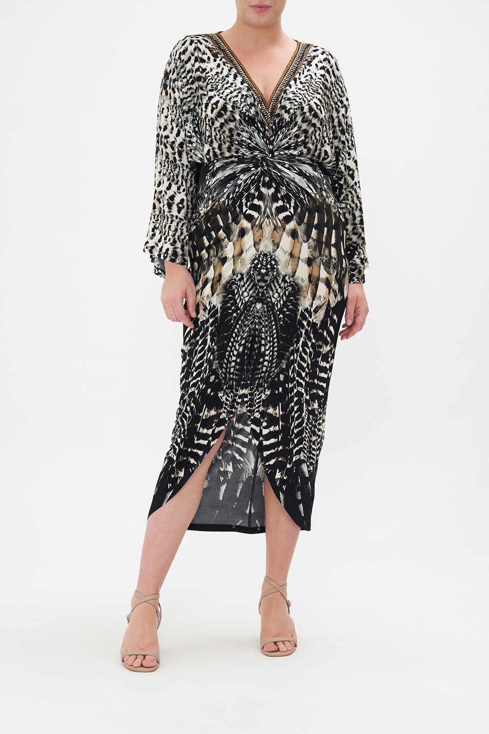 LONG SPLIT FRONT TWIST DRESS NIGHT OWL