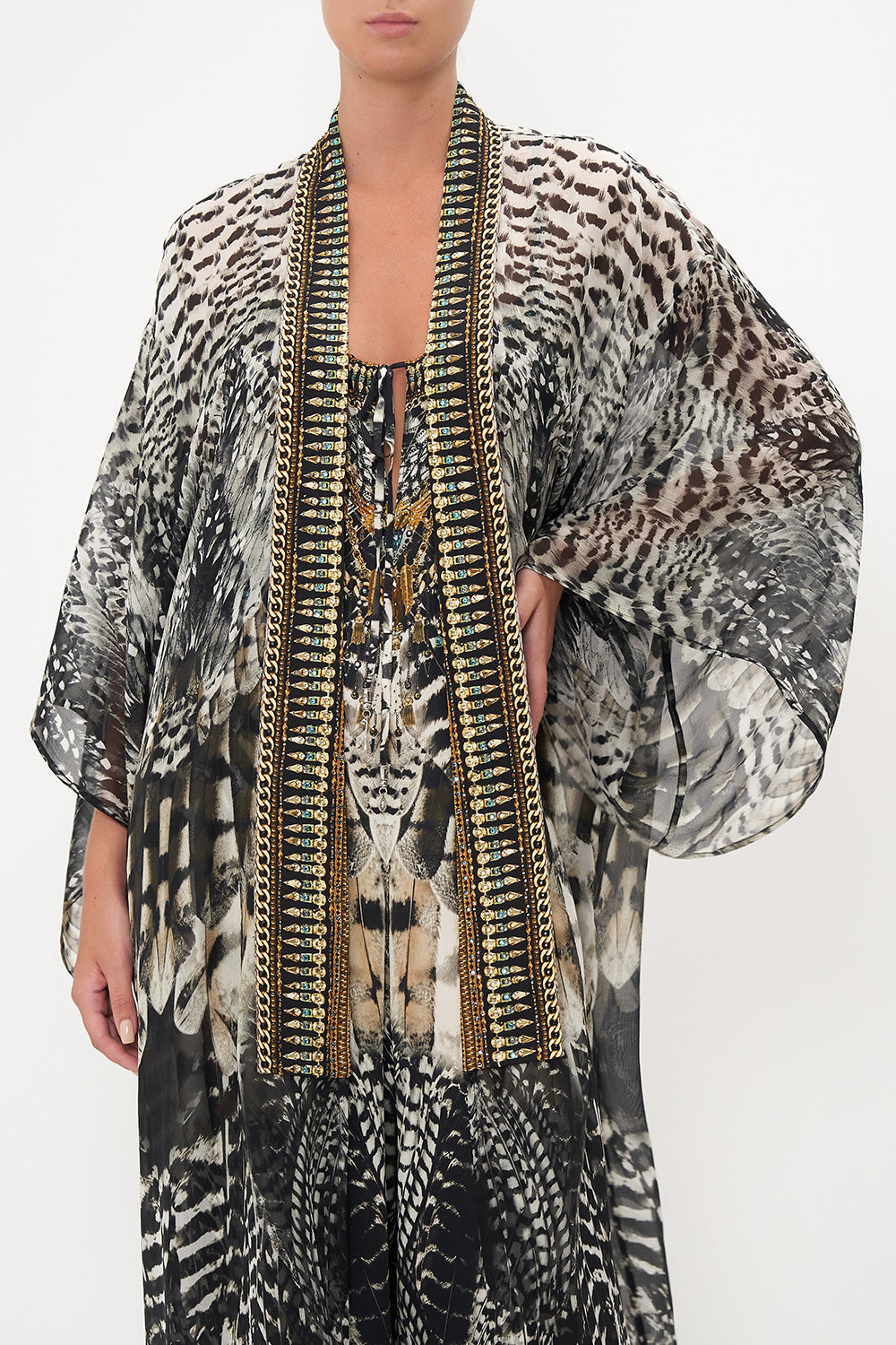 KIMONO LAYER WITH COLLAR NIGHT OWL
