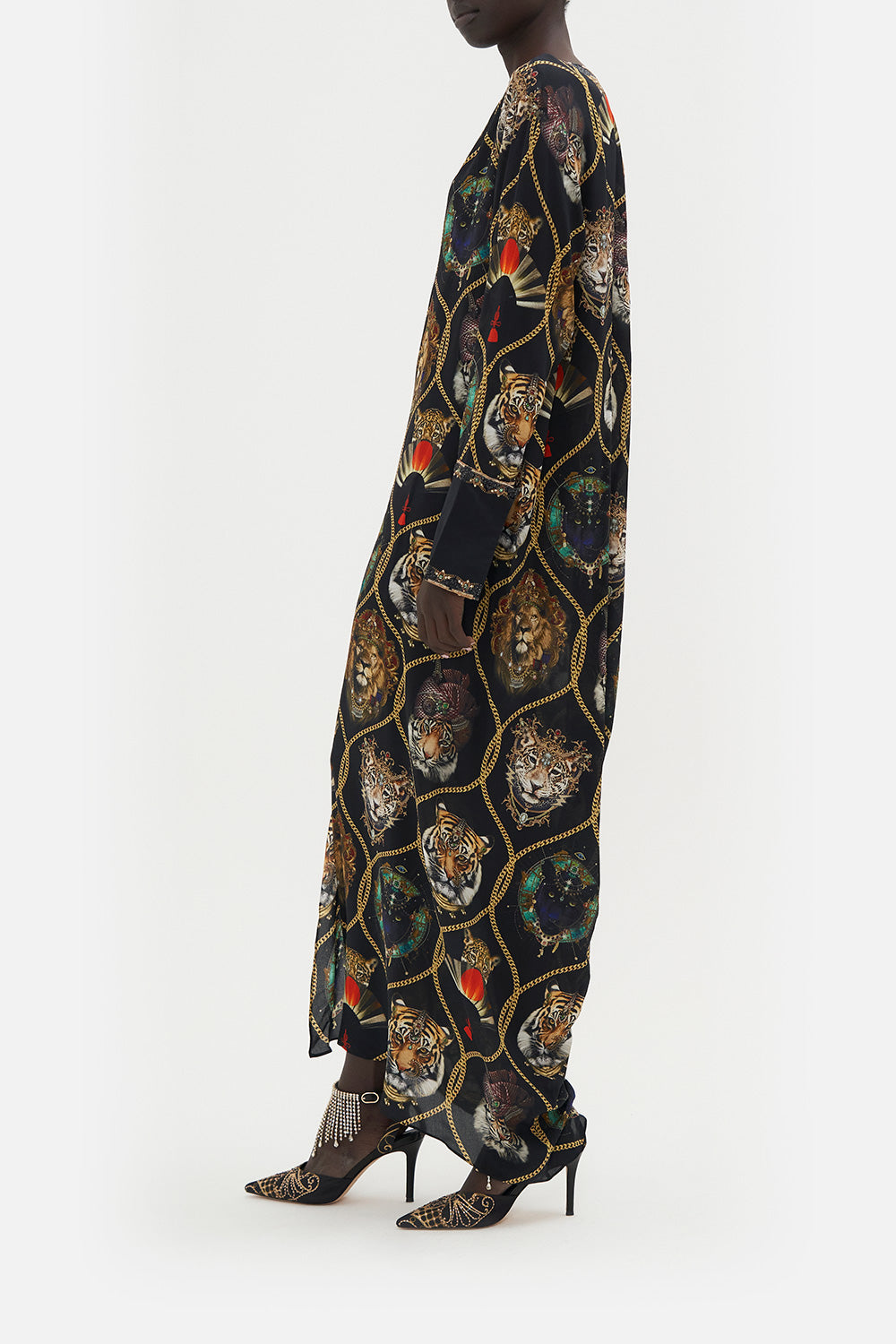 DRAPED BACK LONG SLEEVE DRESS JAGGIS JEWELS