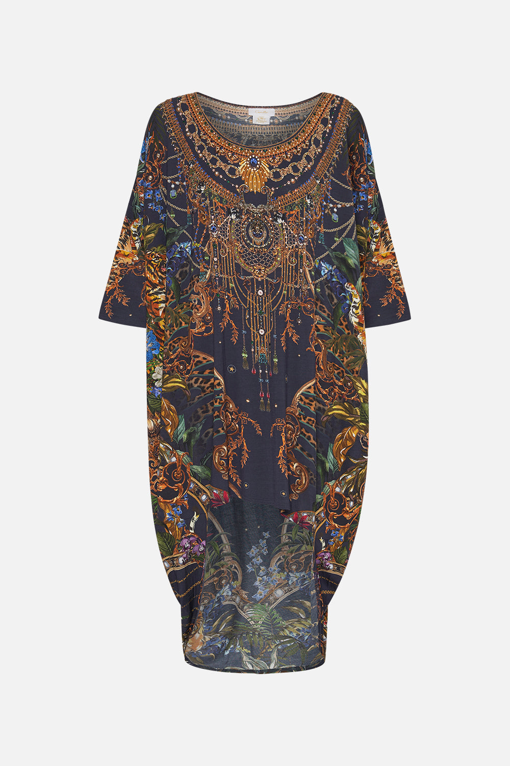 SCOOP BACK HEM DRESS TIGER TALES