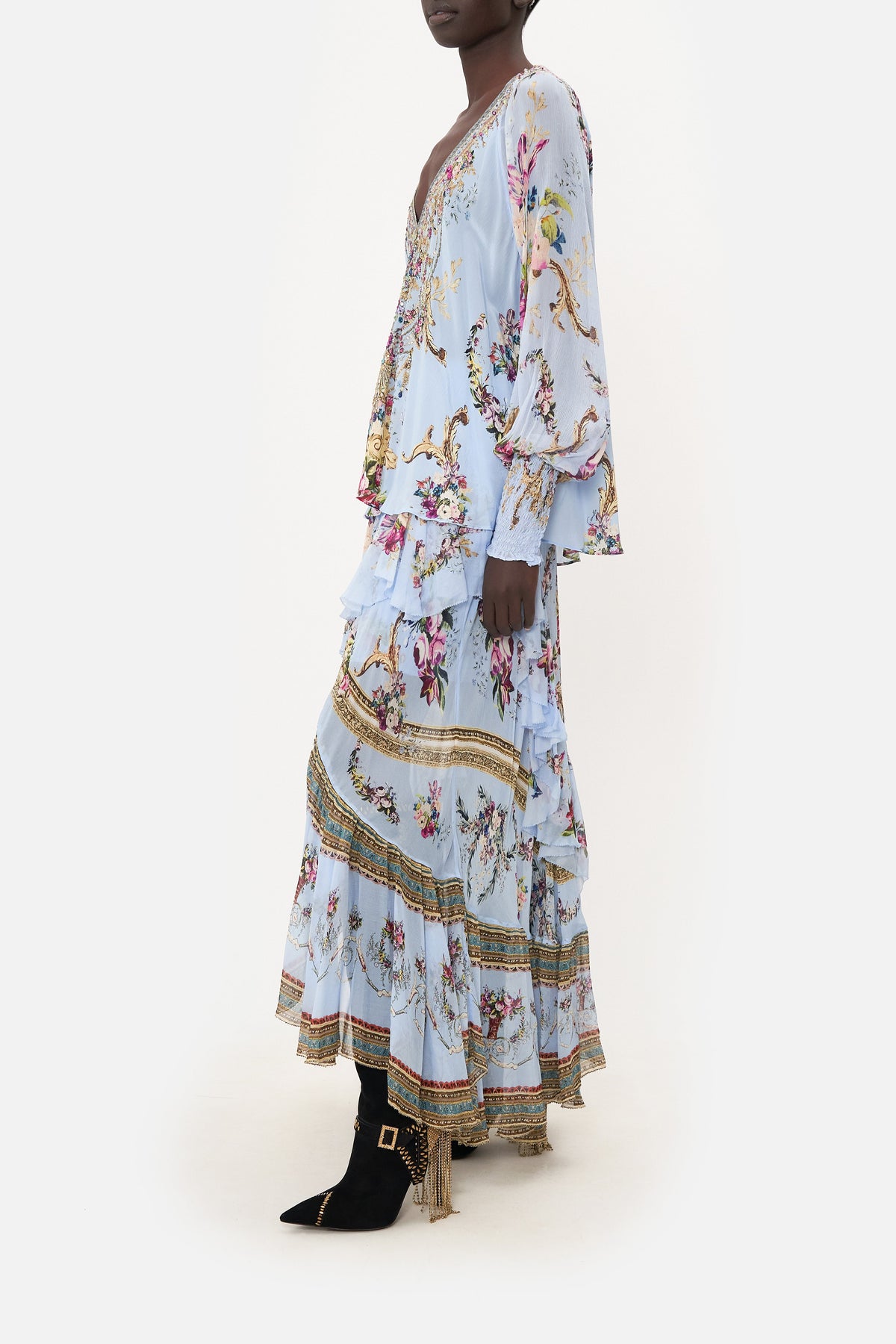 SHIRRED CUFF BLOUSE FLORAFUL