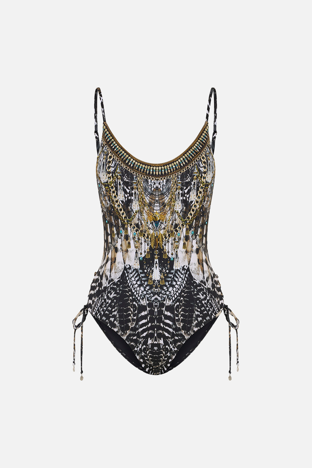 SCOOP NECK LACE UP SIDE ONE PIECE NIGHT OWL