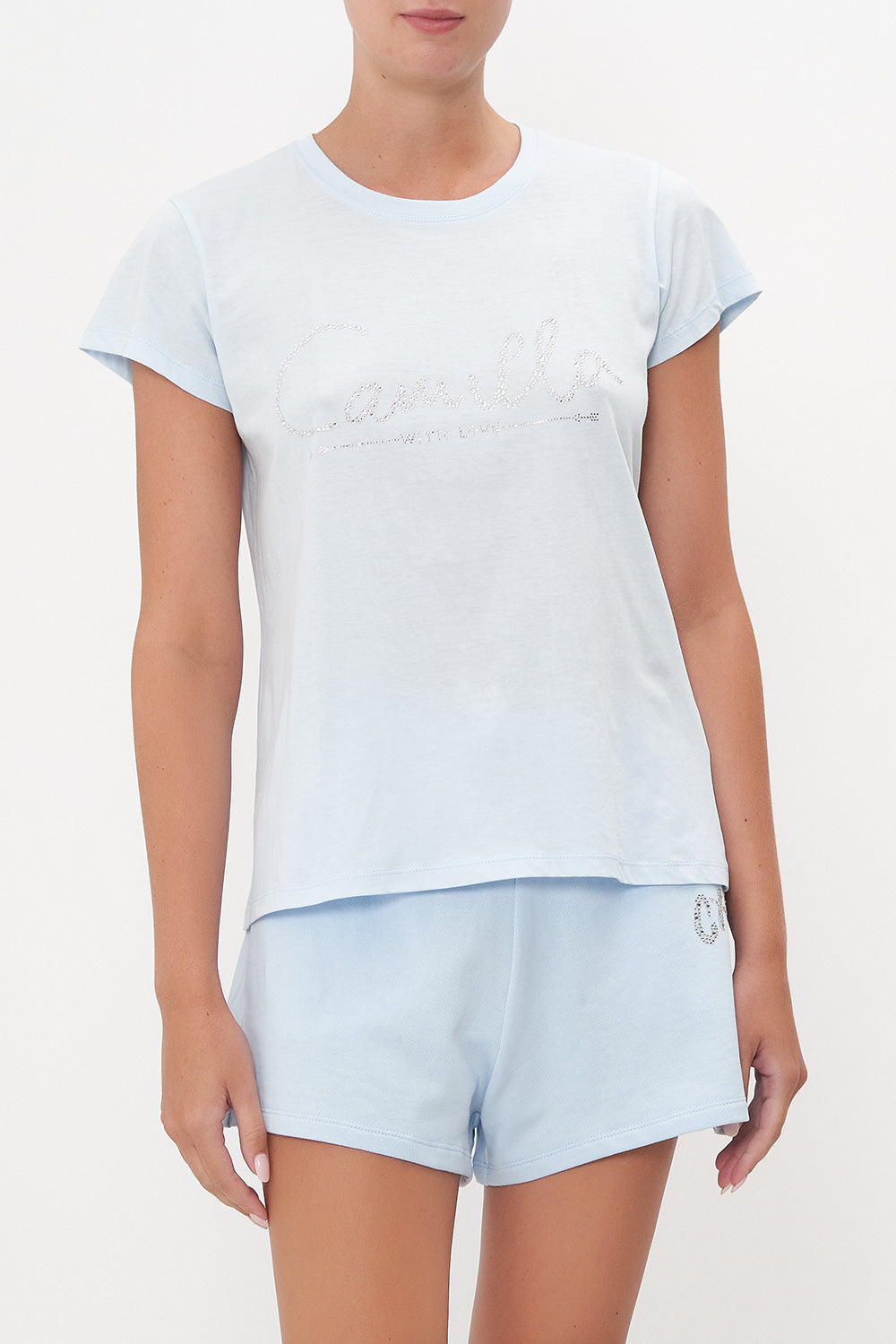 SLIM FIT  ROUND NECK T-SHIRT LOGO CAPSULE - ICE BLUE