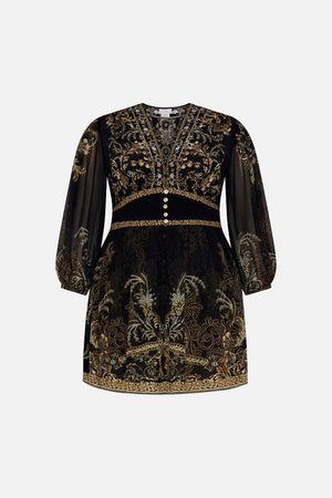 CAMILLA plus size black silk dress in The Night Is Noir print