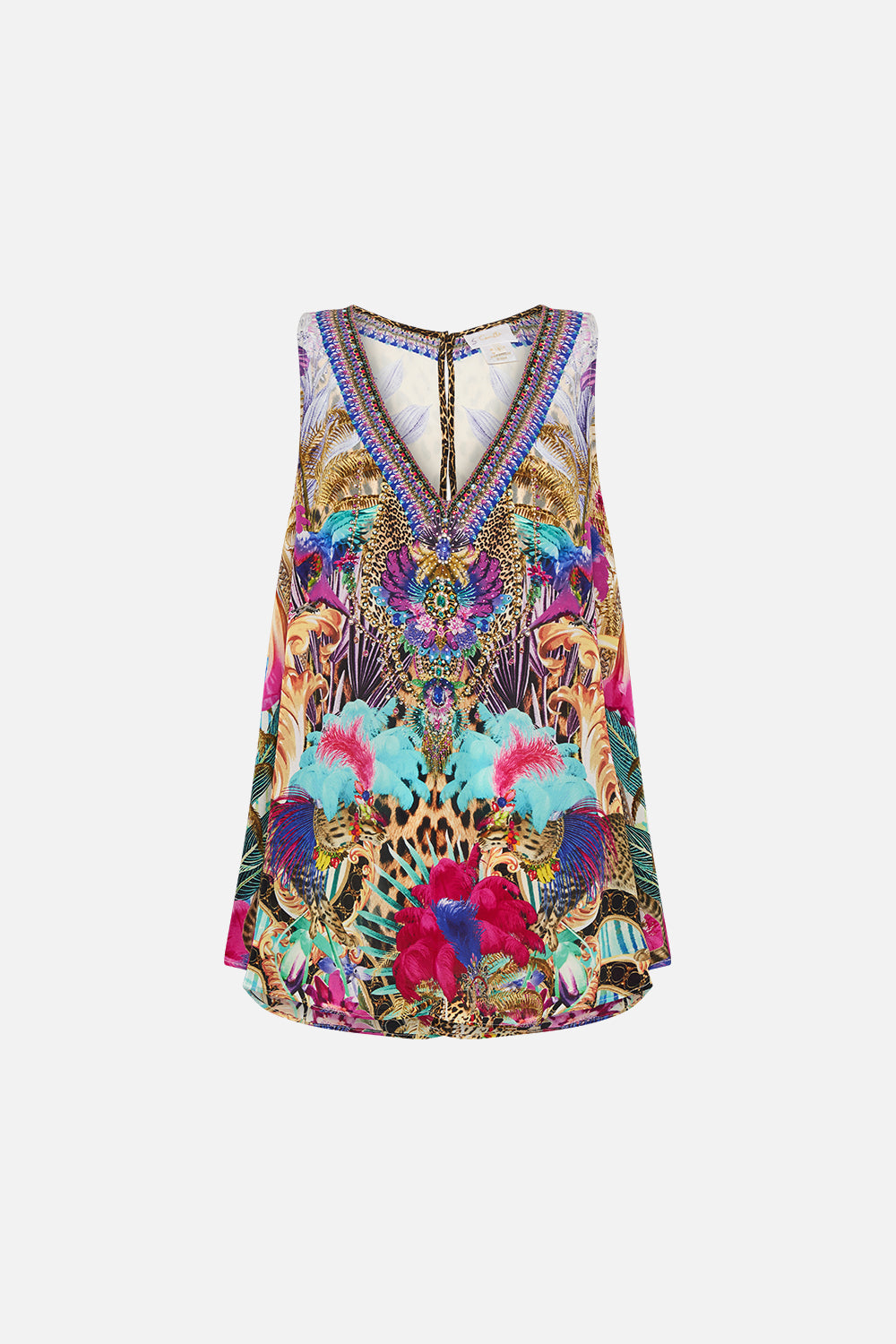 V NECK BUTTON BACK TOP MERRY GO ROUND