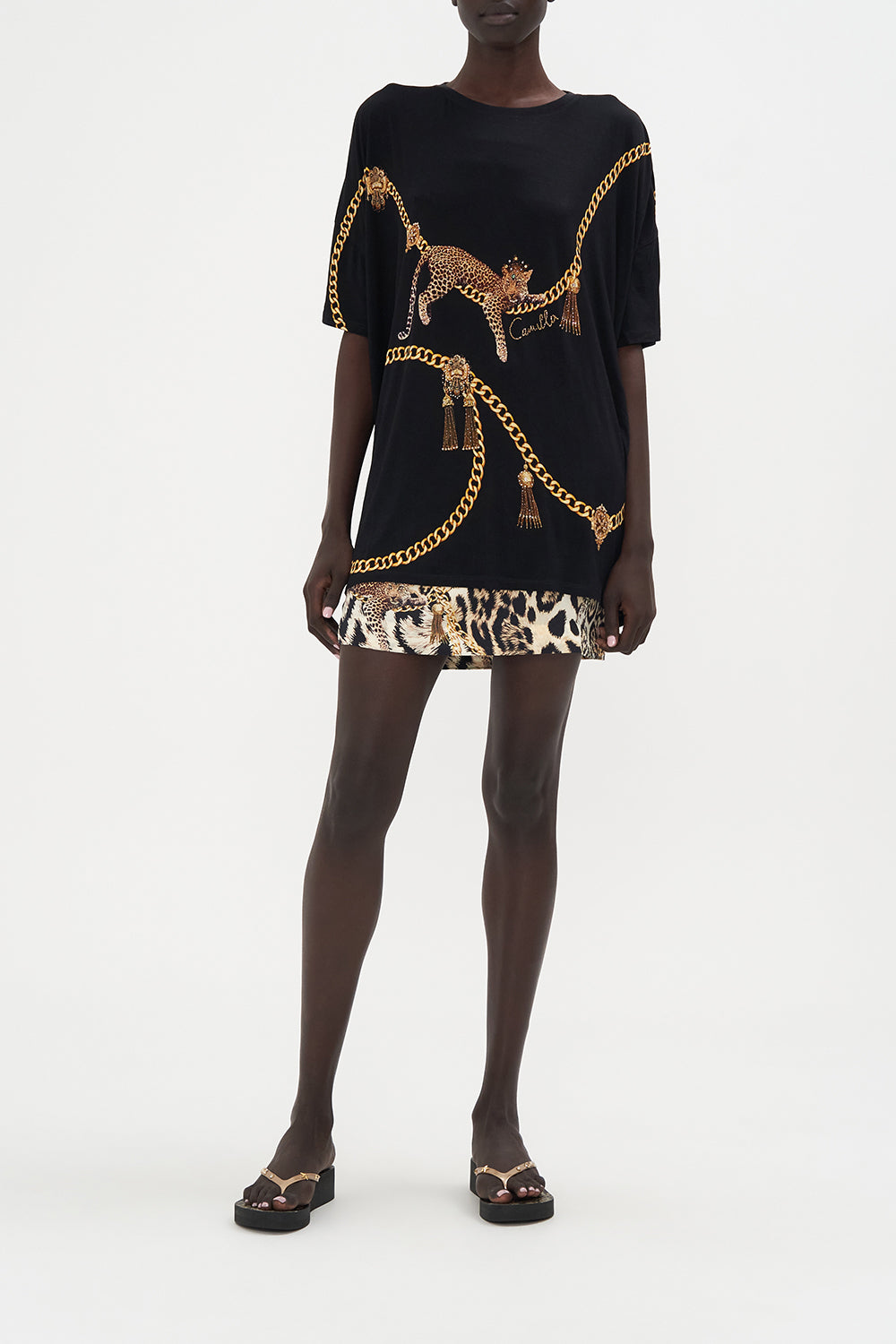 Relaxed Fit Drop Shoulder Tee Role Call print by CAMILLA