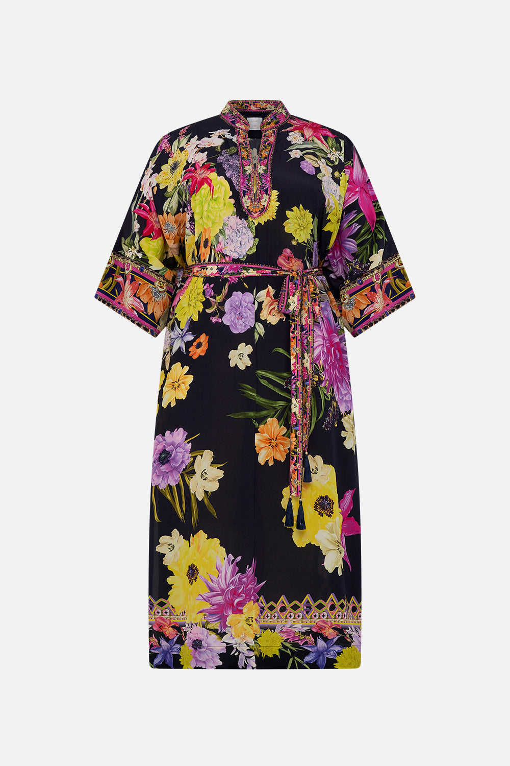 CAMILLA plus size floral kaftan in Peace Be With You print