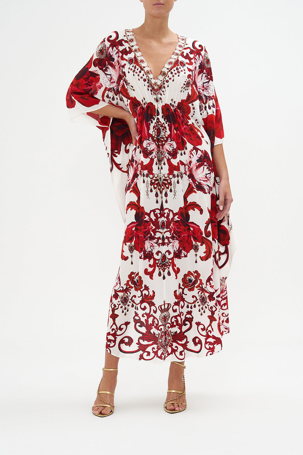 Gathered Waist Kaftan Crown Of Thorns print by CAMILLA