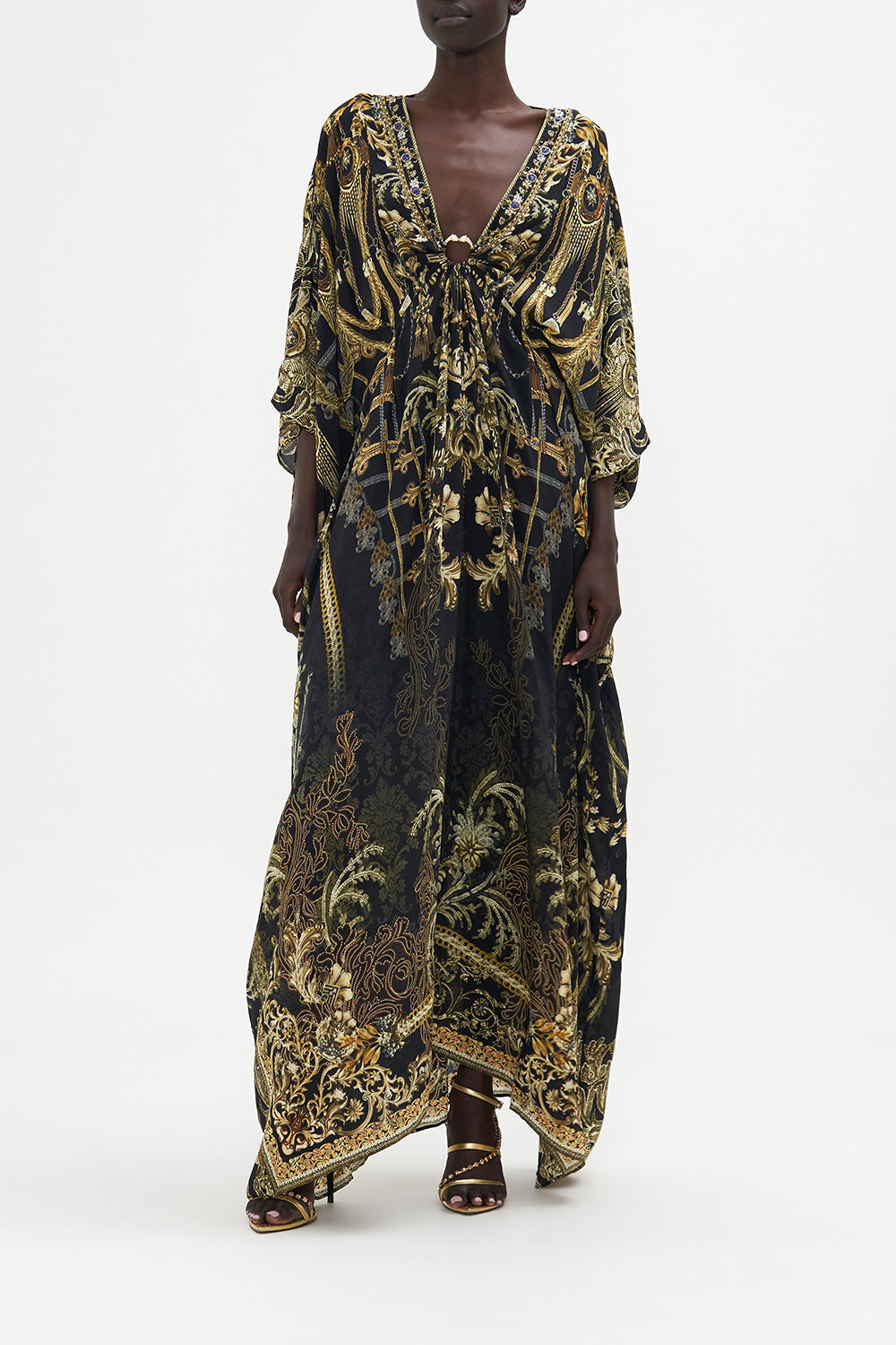 Split Sleeve Kaftan With Hardware The Night Is Noir print by CAMILLA