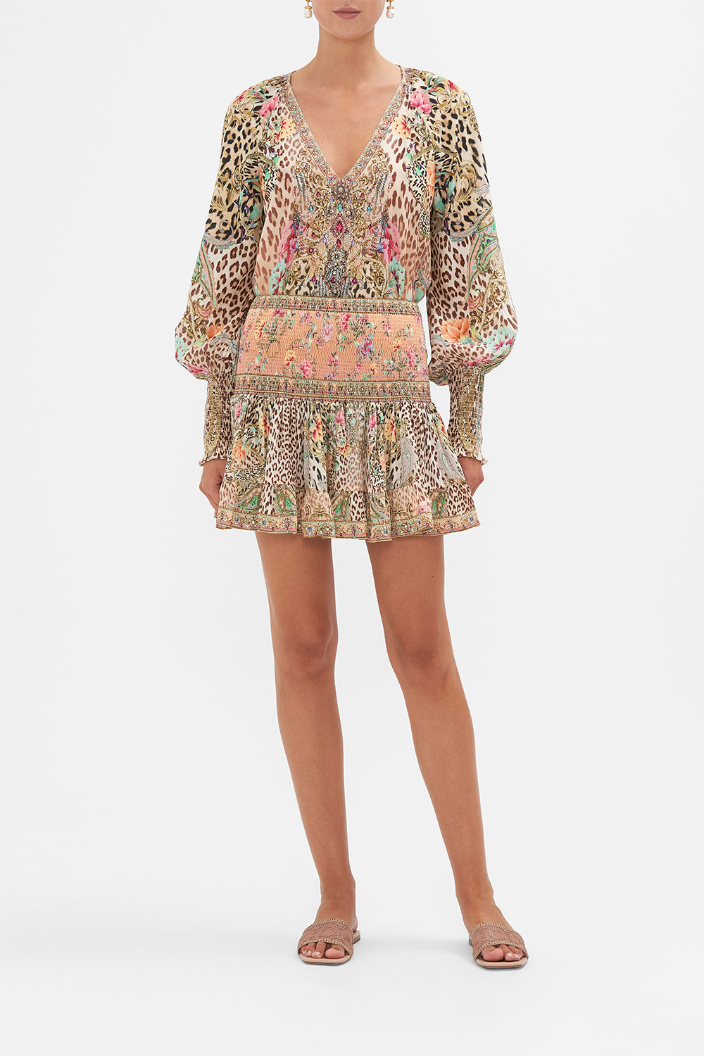 Short Shirred Skirt Queen Atlantis print by CAMILLA