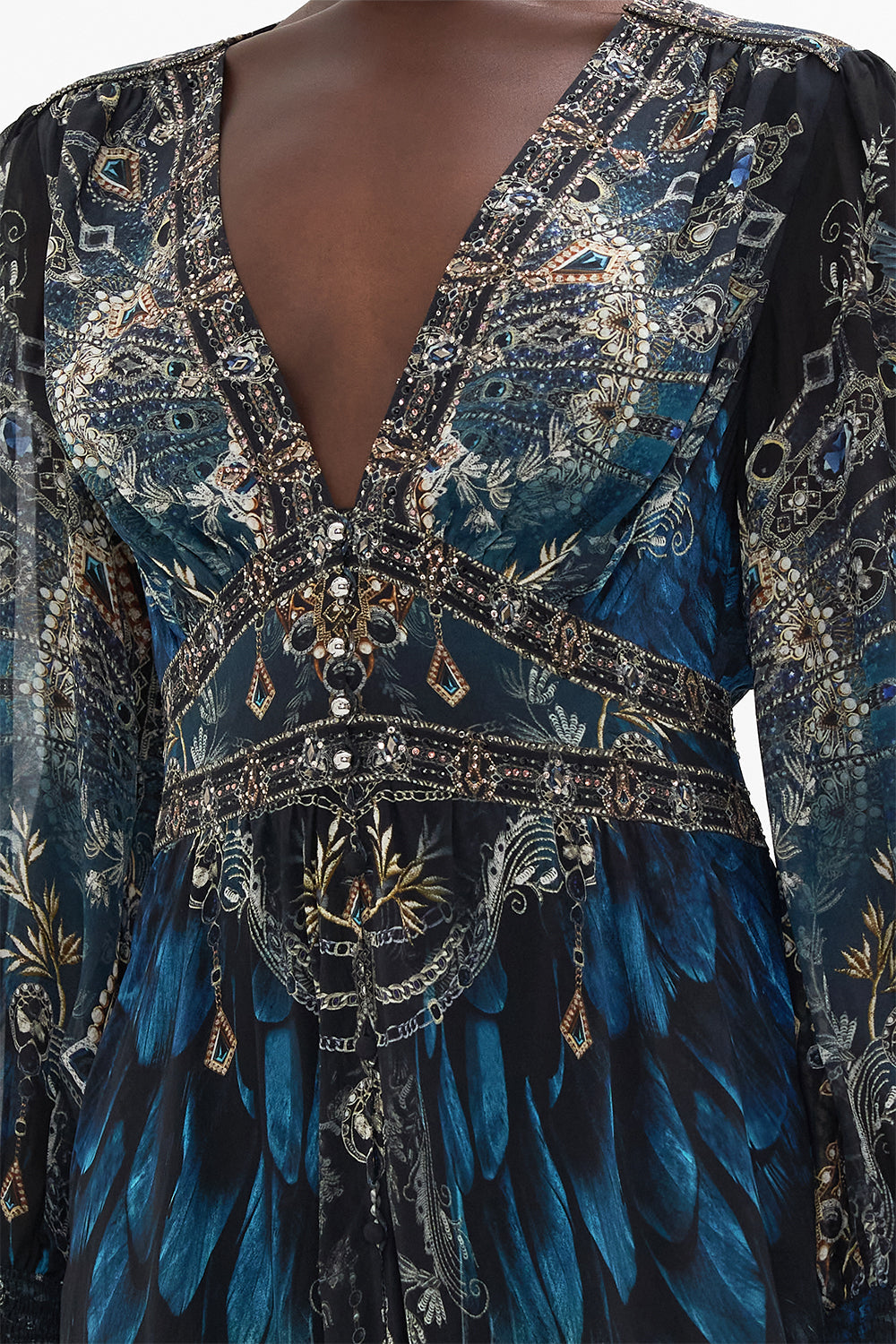 BUTTON DRESS WITH SHAPED WAISTBAND GROUND CONTROL