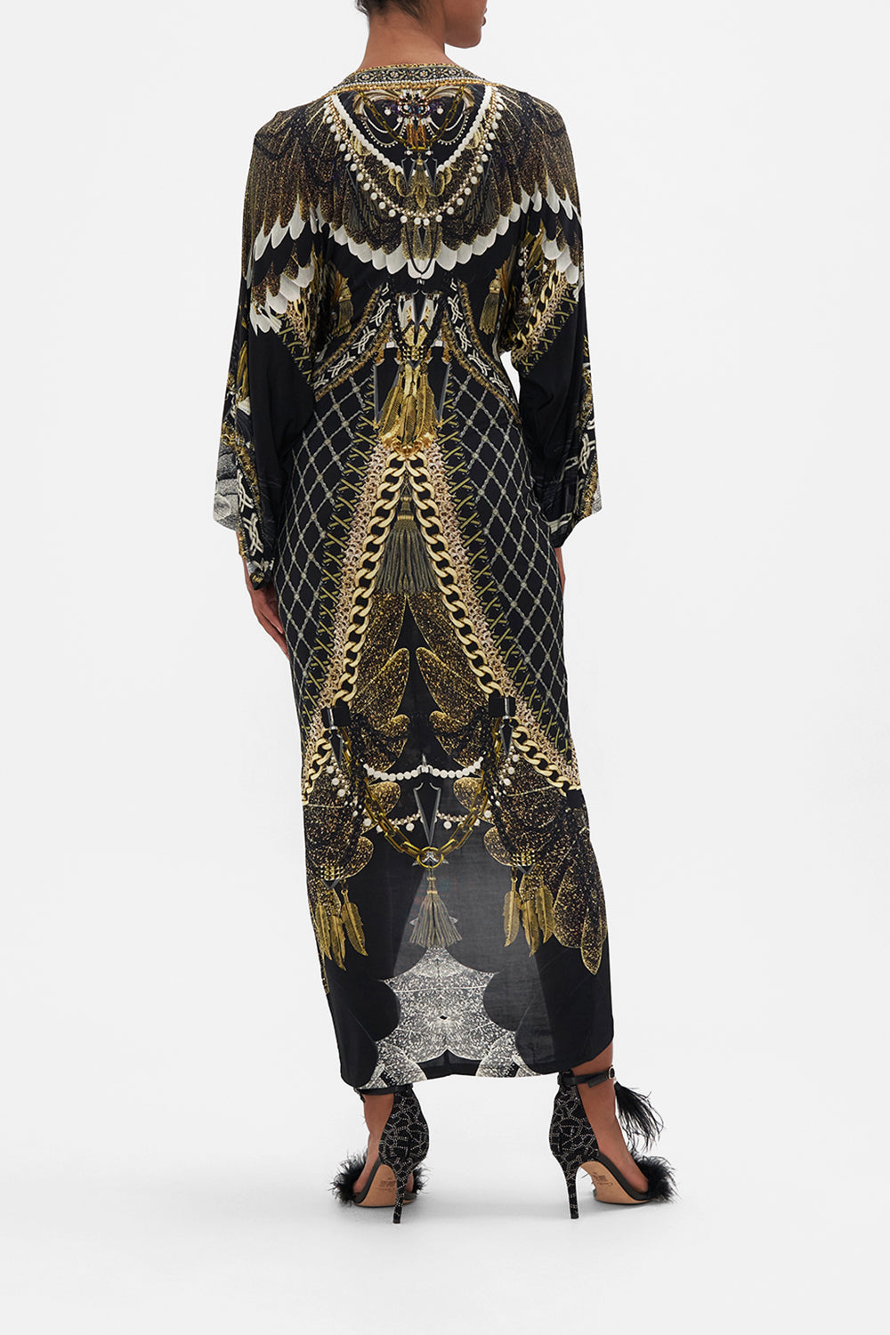 LONG SPLIT FRONT TWIST DRESS RAVIN RAVEN