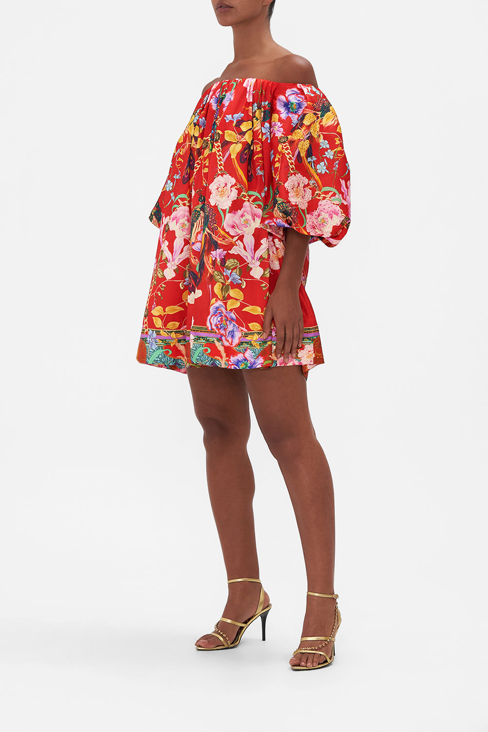 OFF SHOULDER PUFF DRESS RUFFLE SOME FEATHERS