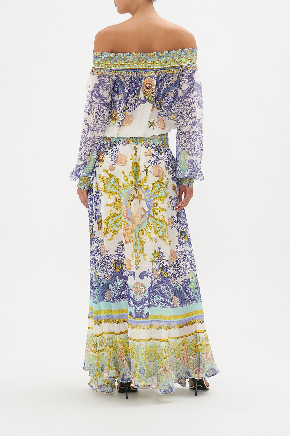 OFF SHOULDER SHIRRED DRESS STAR OF THE SEA