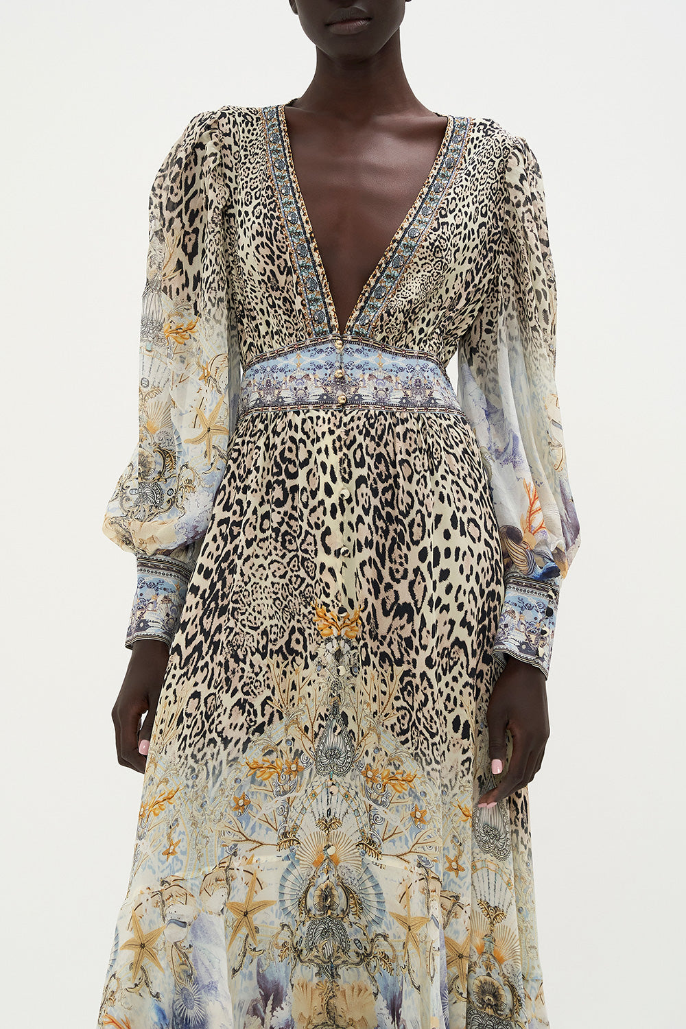 LONG BUTTON FRONT DRESS SEAHORSE SONNET