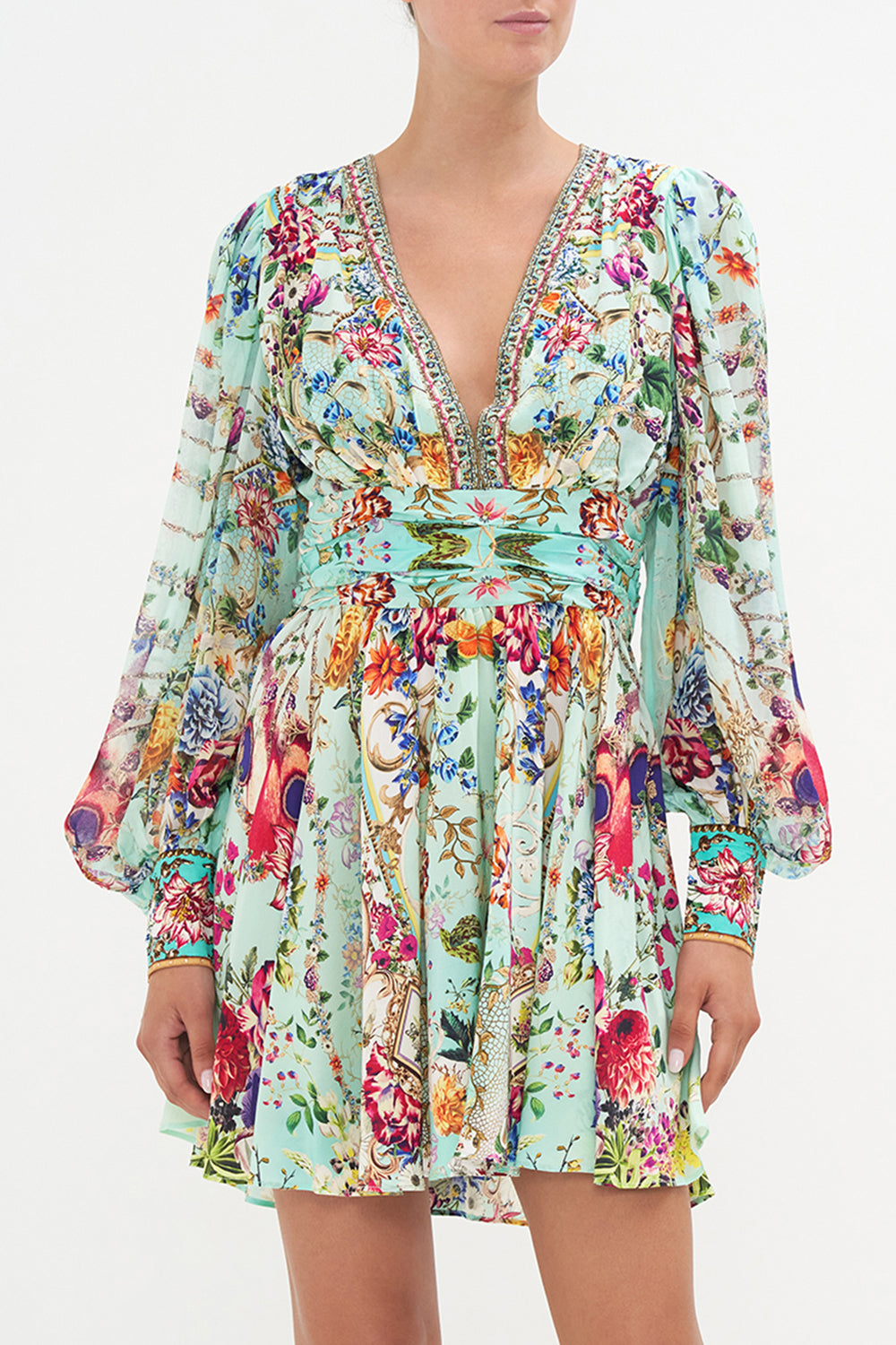 SHORT DRESS WITH BLOUSON SLEEVE HONEY HONEY