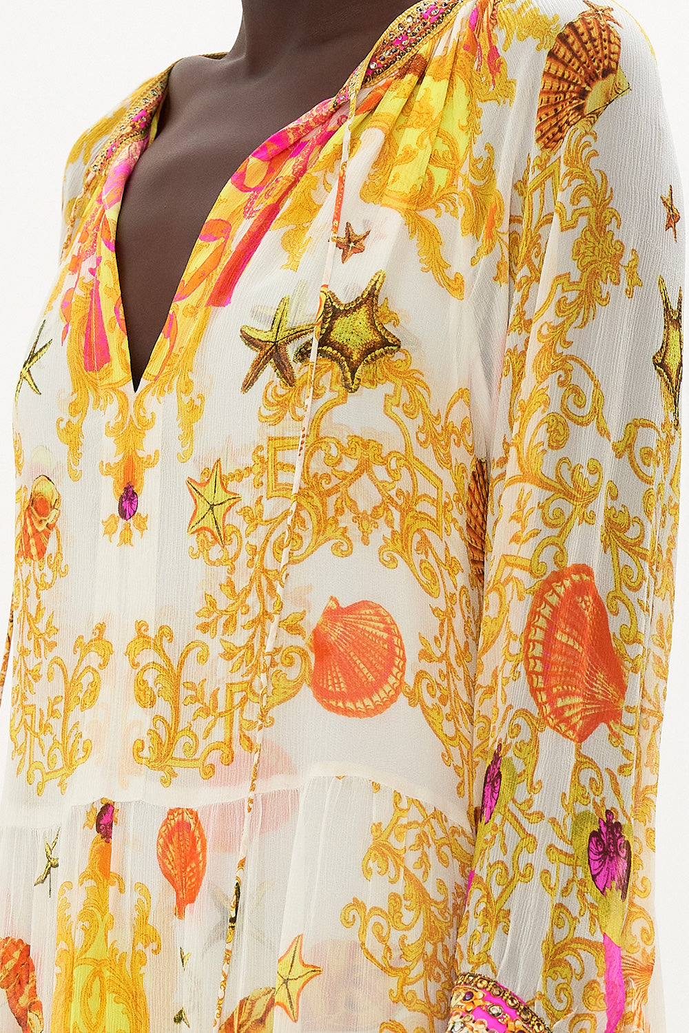 LONG GATHERED PANEL DRESS SQUID SQUAD