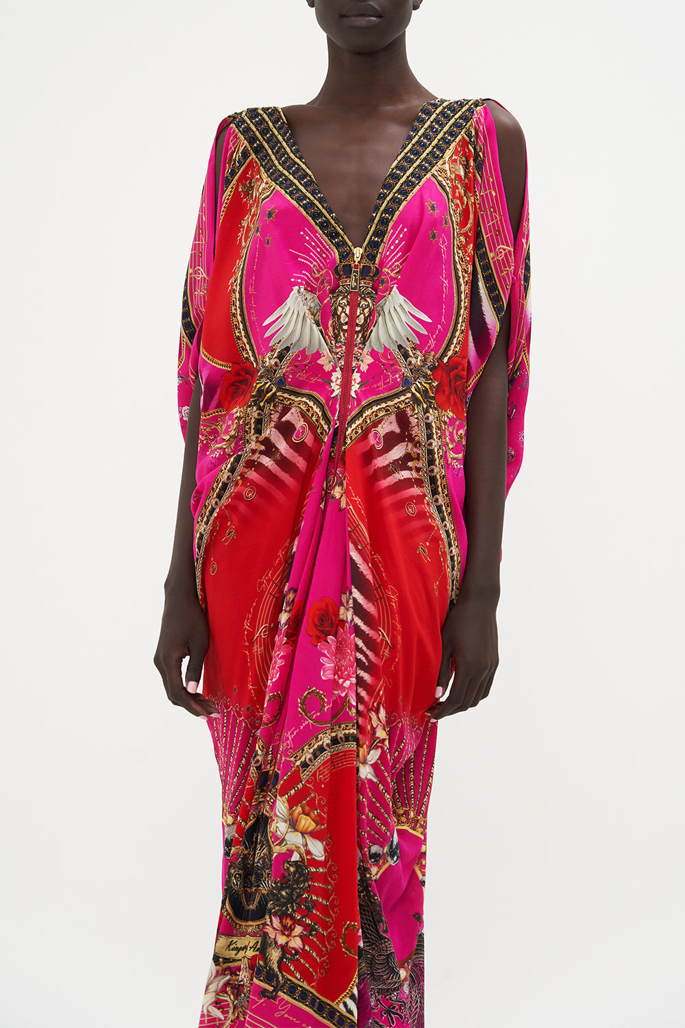 LONG DRAPE DRESS WITH ZIP FRONT WHAT HAPPENS ON TOUR