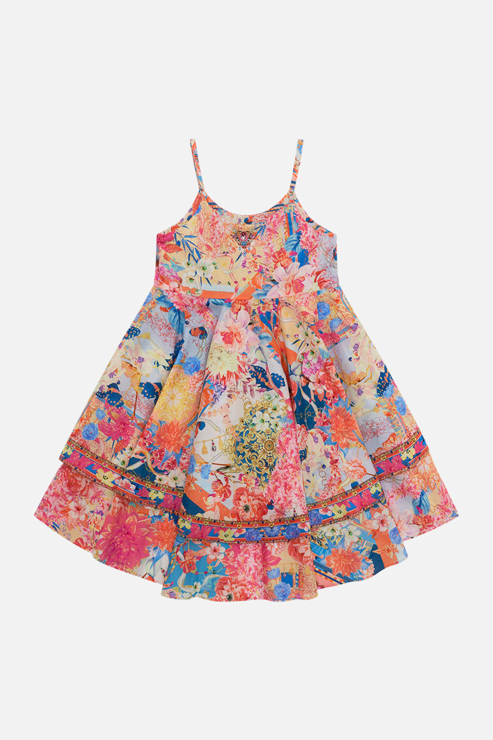 KIDS ROUND NECK TIERED DRESS 12-14 MEET ME IN THE GARDEN