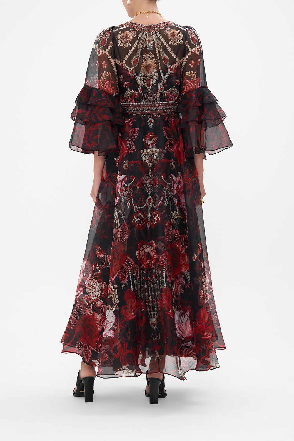 WRAP DRESS WITH RUFFLE SLEEVE SISTERHOOD OF THE ROSE