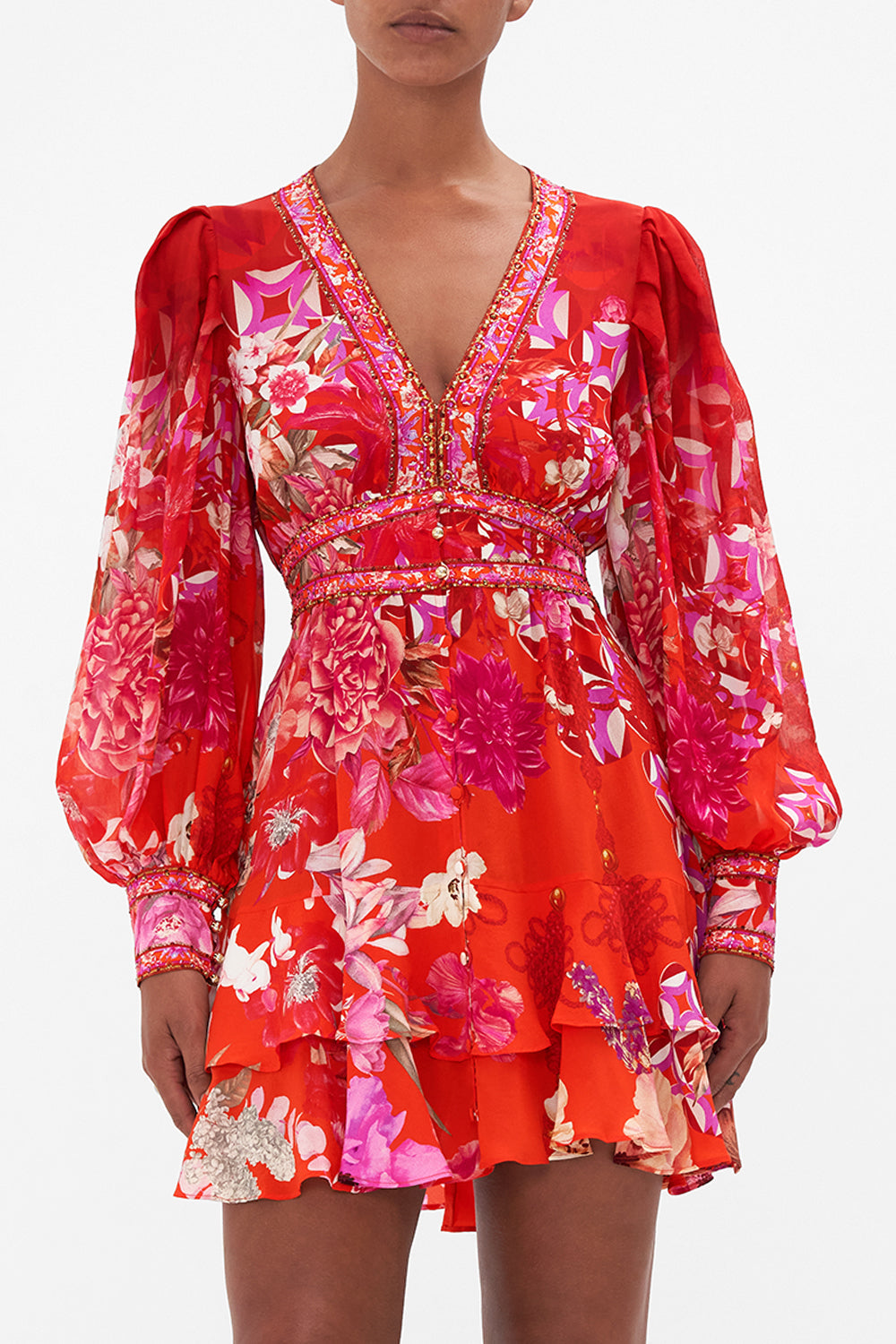 BUTTON FRONT FRILL DRESS SECRET GARDEN