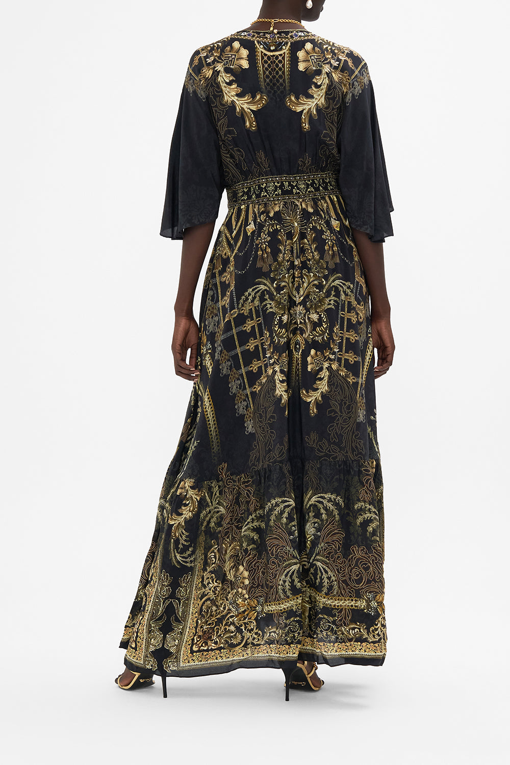 WAISTED DRESS WITH HEM RUFFLE THE NIGHT IS NOIR