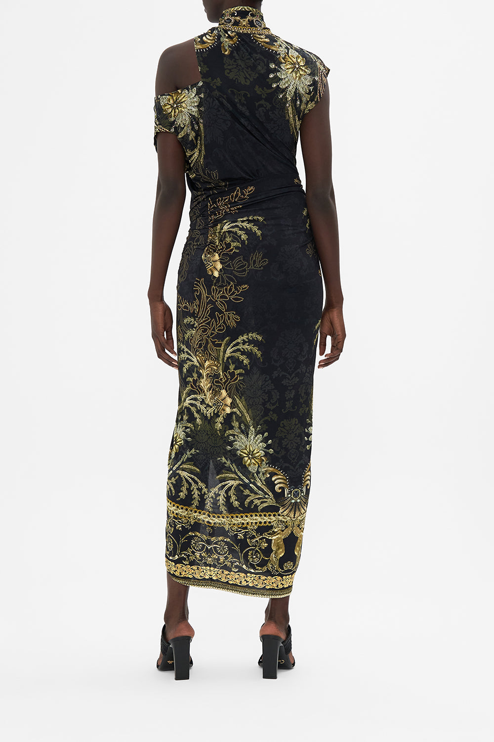 GATHERED COLUMN JERSEY DRESS THE NIGHT IS NOIR