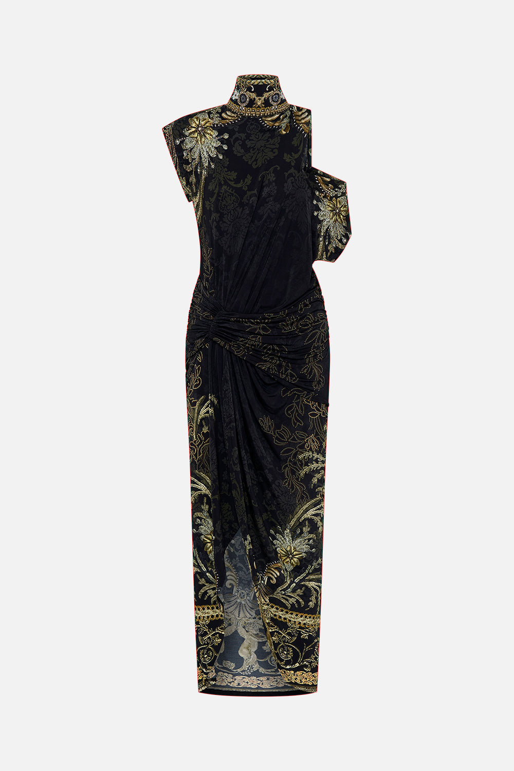 GATHERED COLUMN JERSEY DRESS THE NIGHT IS NOIR
