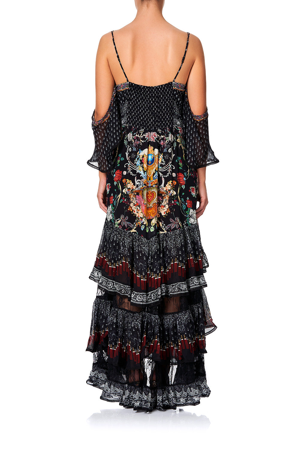 BUTTON-UP HIGH LOW DRESS WITH RUFFLE DETAIL HAUTE PROVINCIAL