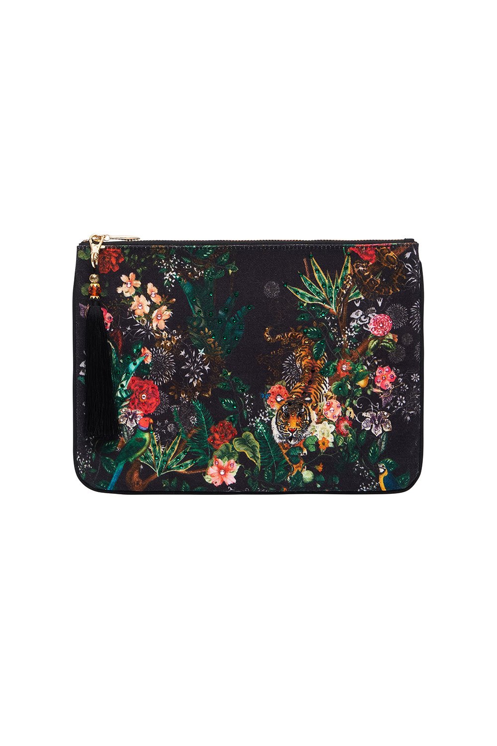 SMALL CANVAS CLUTCH RAISED WITH WOLVES