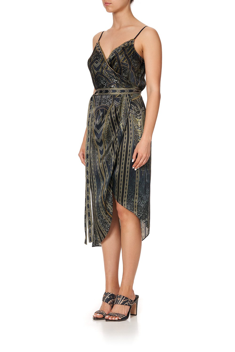 ASYMMETRICAL WRAP DRESS WITH STRAPS GREAT SCOTT